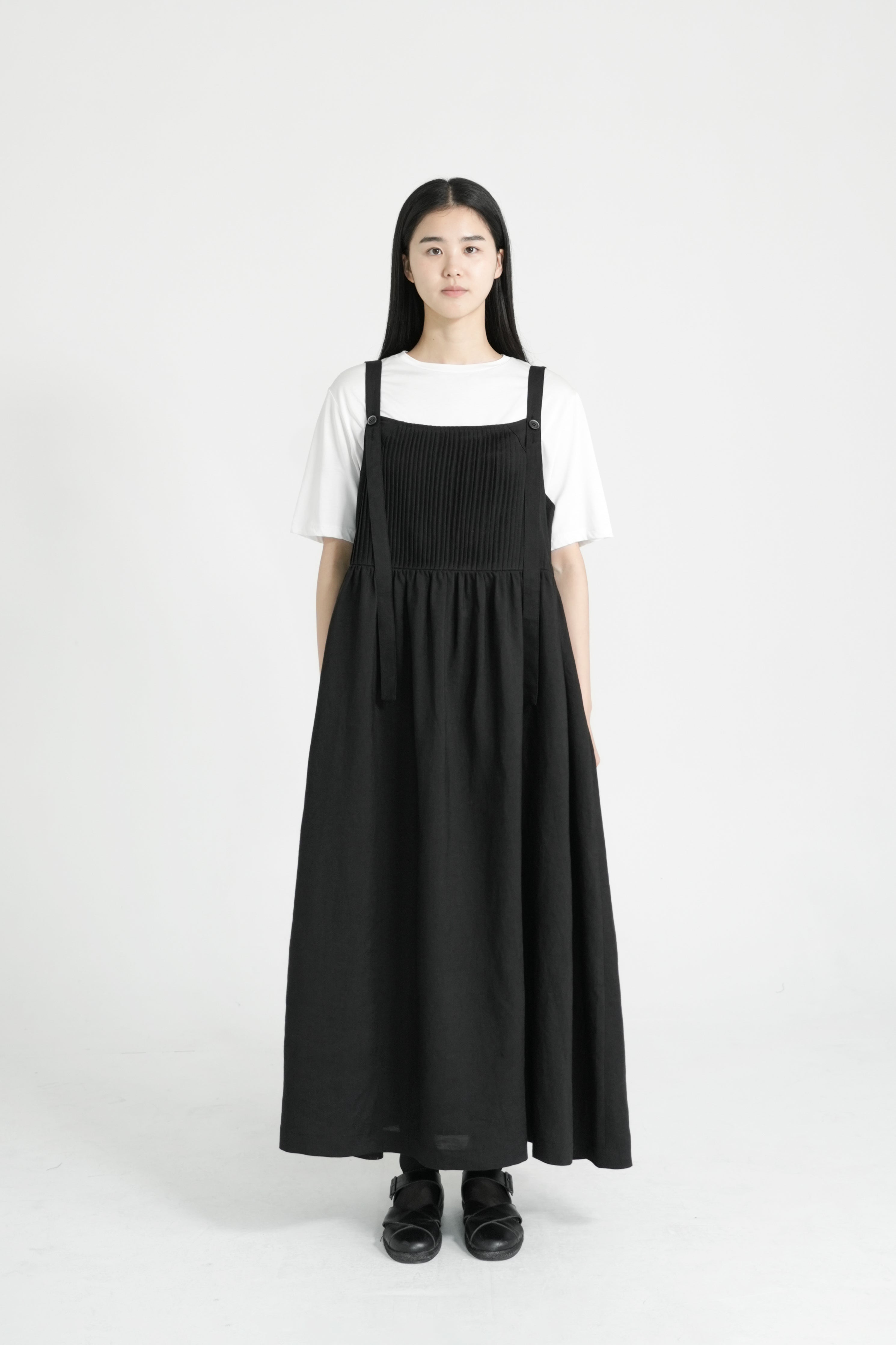 string button pintuck dress