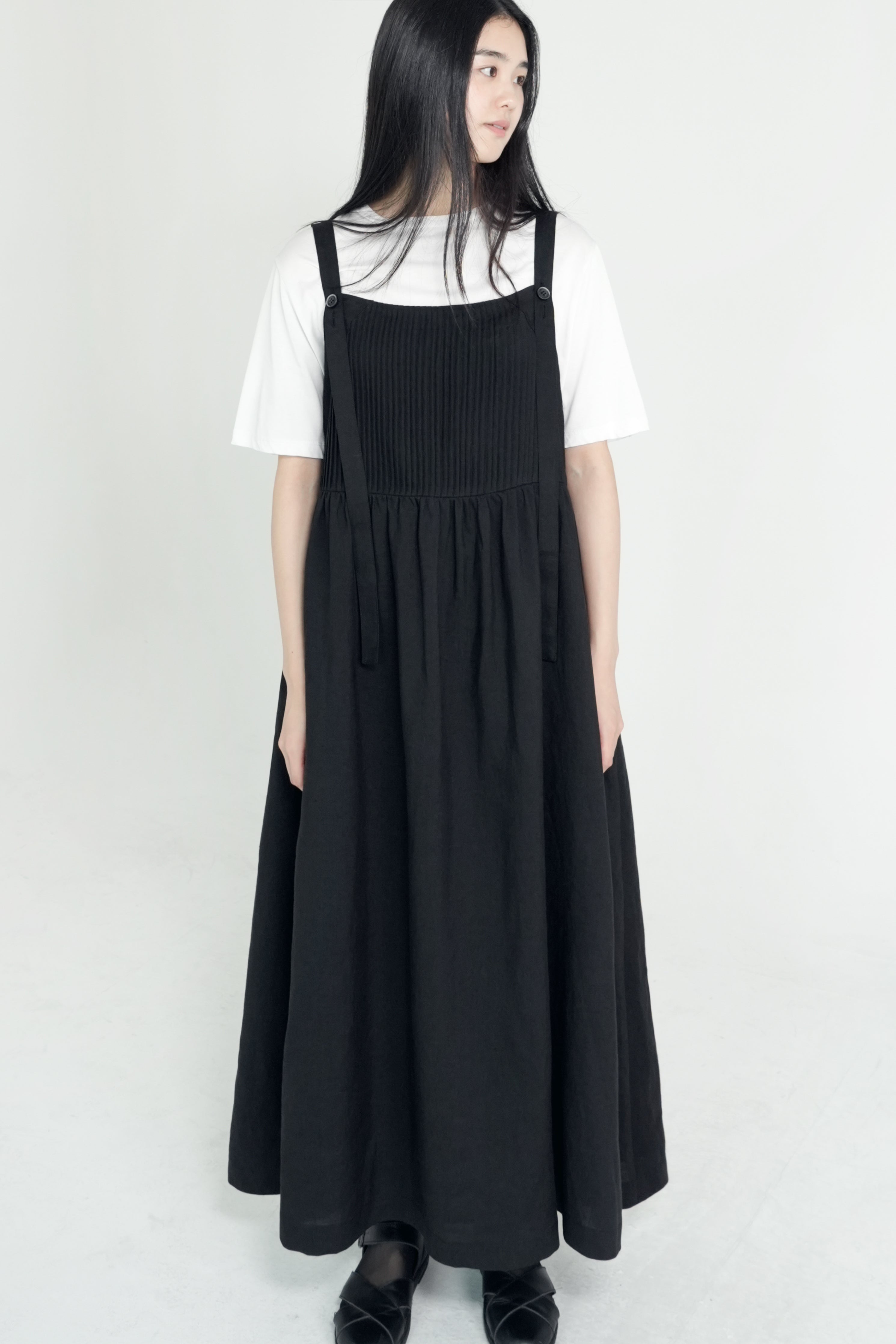 string button pintuck dress