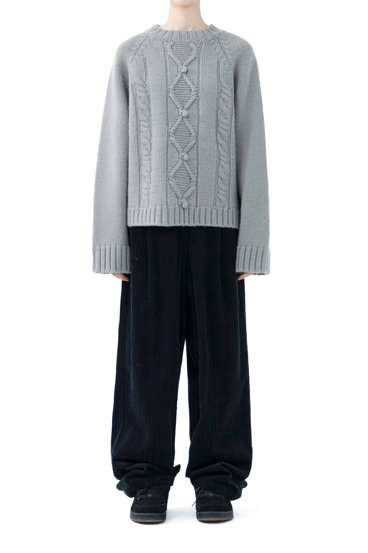 wool fleur pom knit