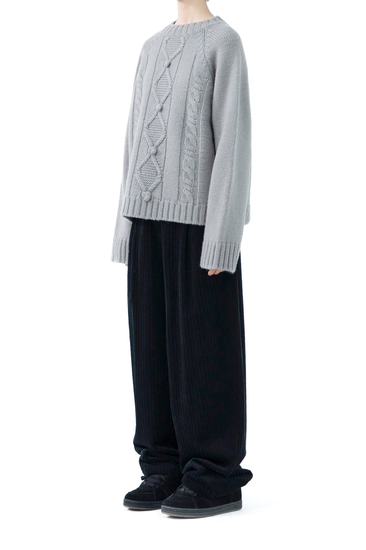 wool fleur pom knit