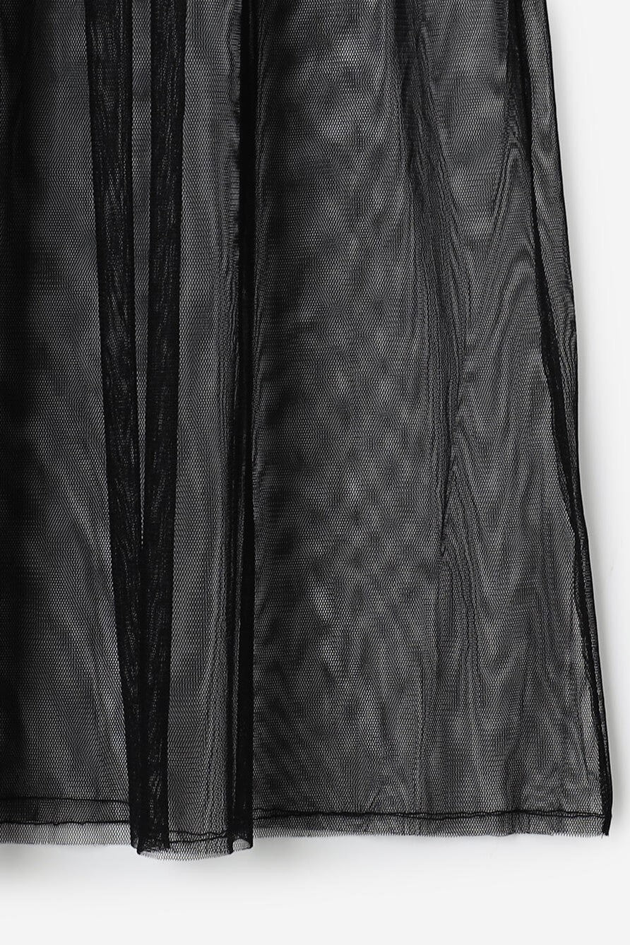 layered mesh tuck dress