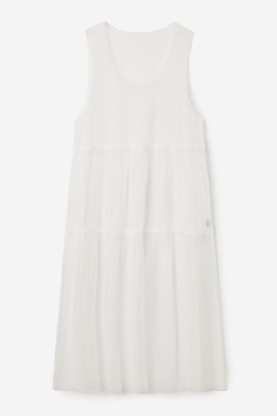 layered mesh tuck dress