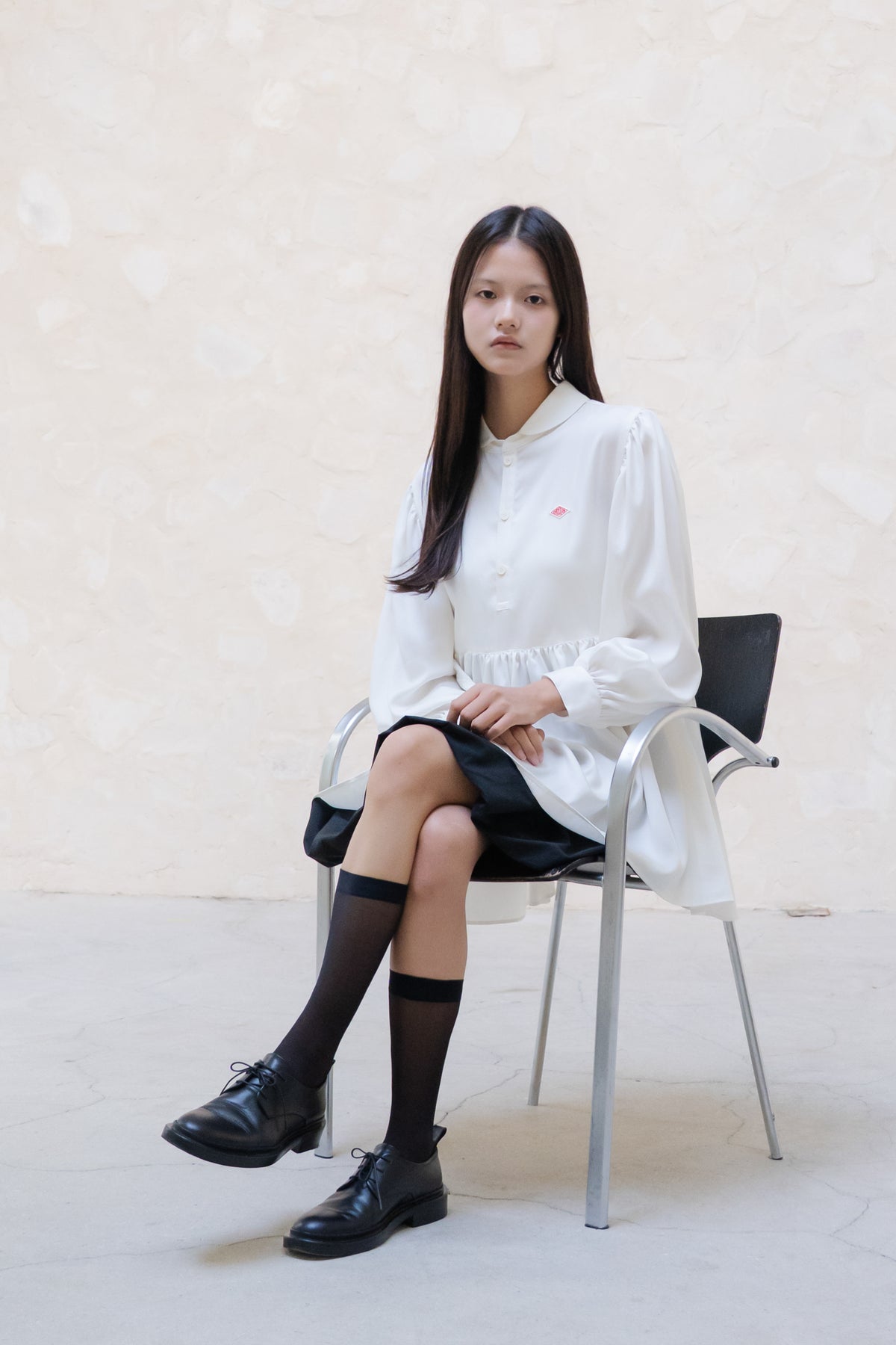 layer collar puff blouse