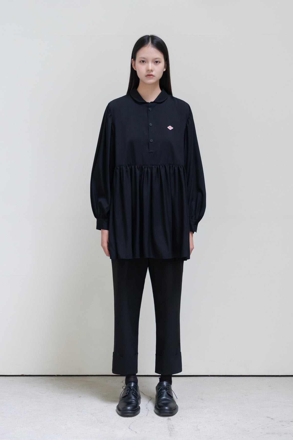 layer collar puff blouse