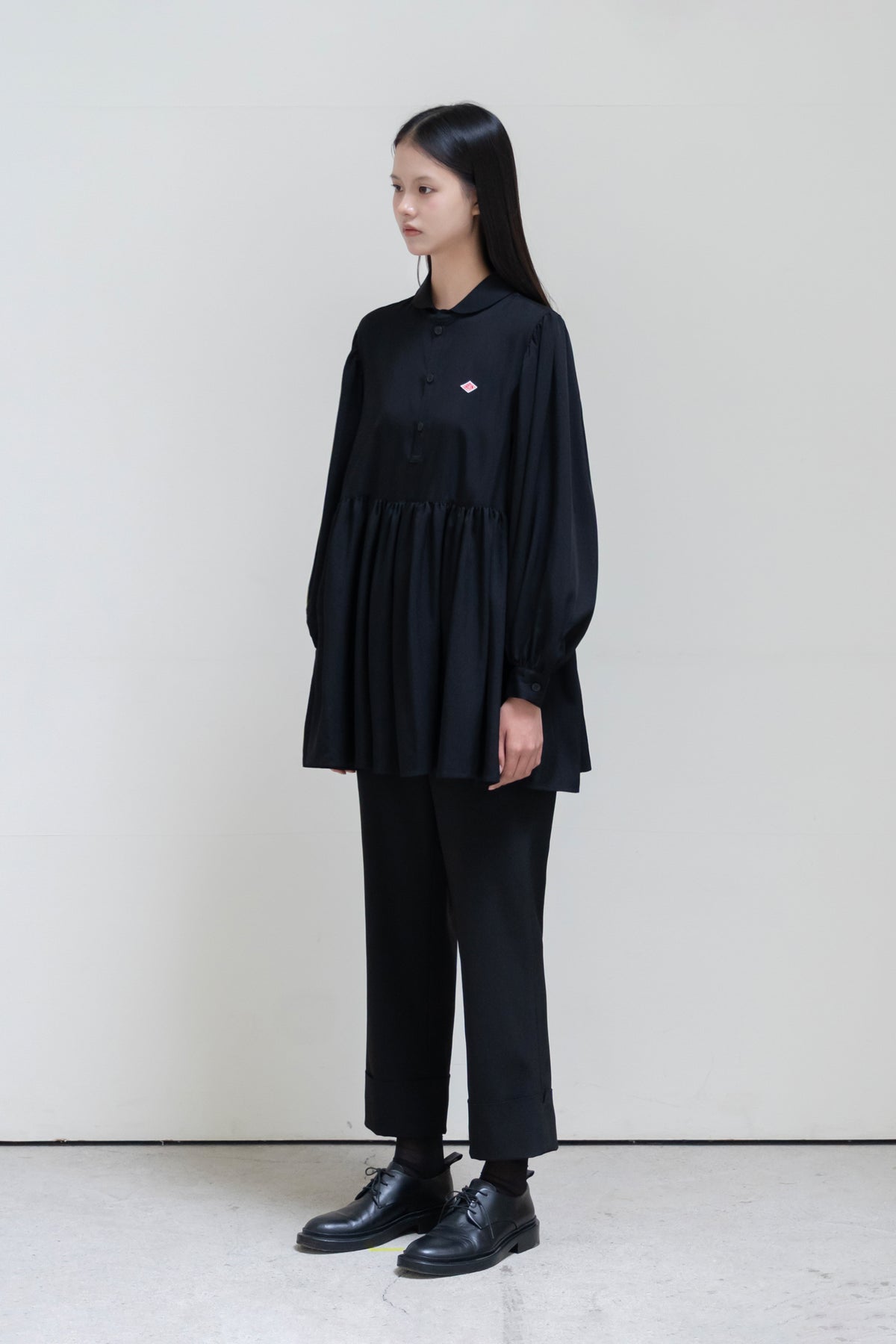 layer collar puff blouse