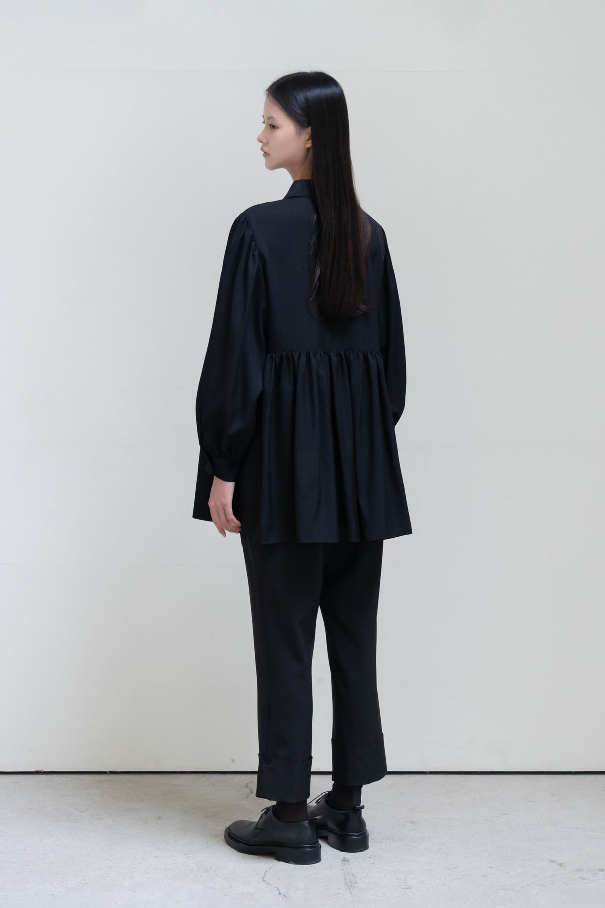 layer collar puff blouse