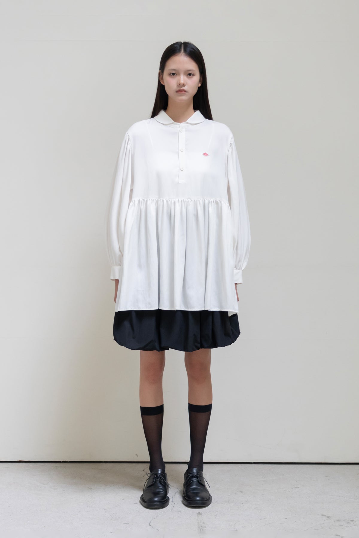 layer collar puff blouse