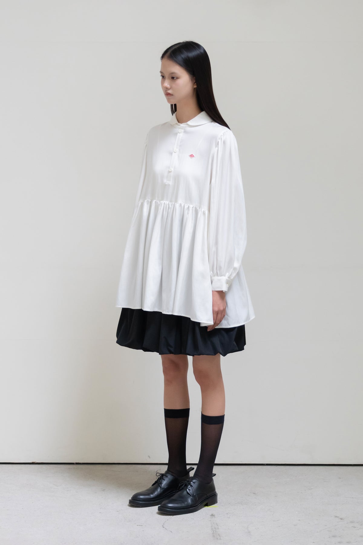 layer collar puff blouse
