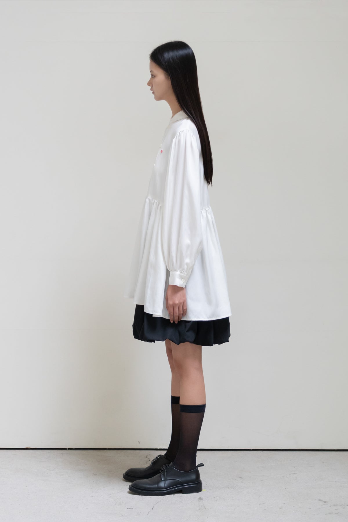 layer collar puff blouse