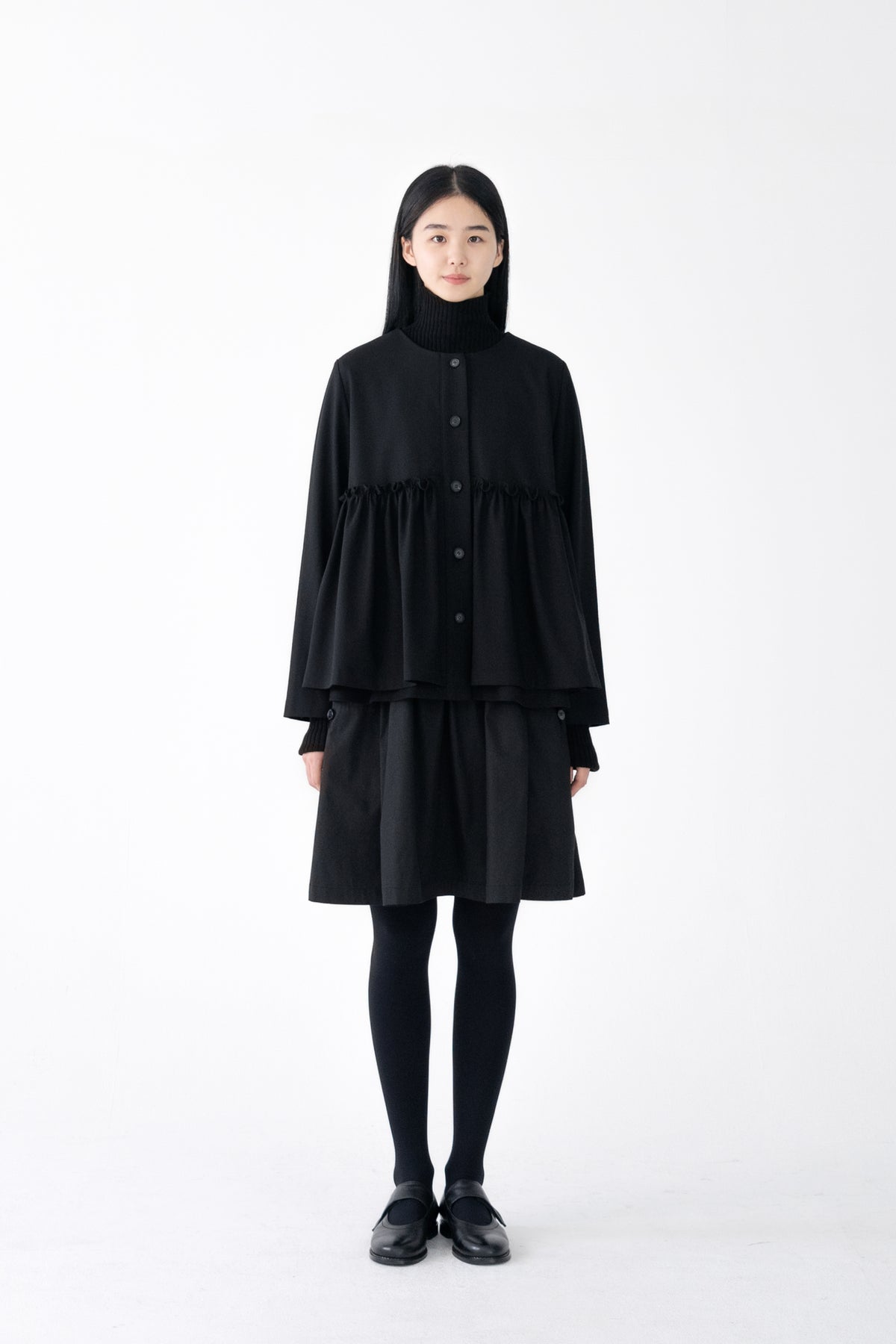 button layer frill jacket