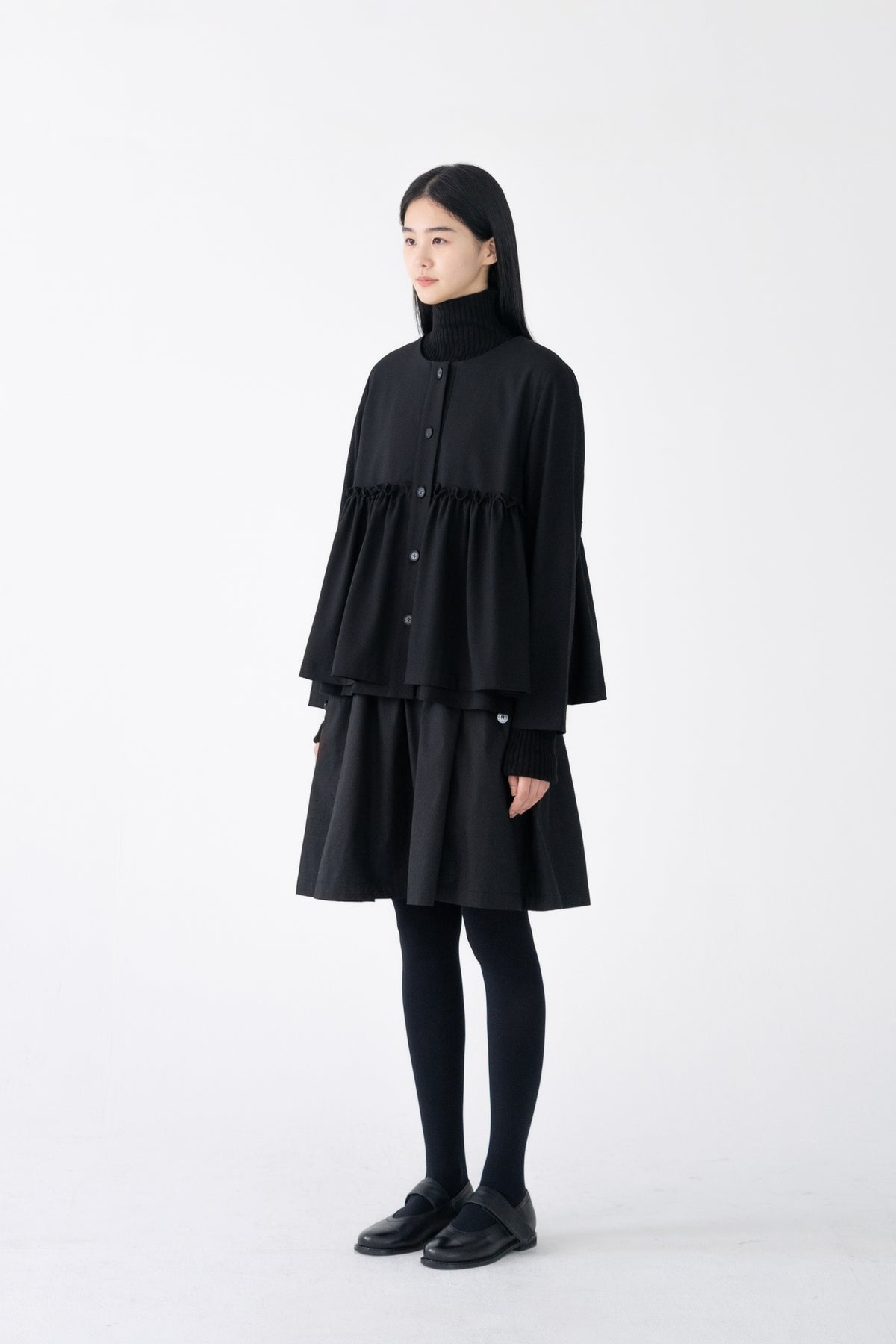 button layer frill jacket