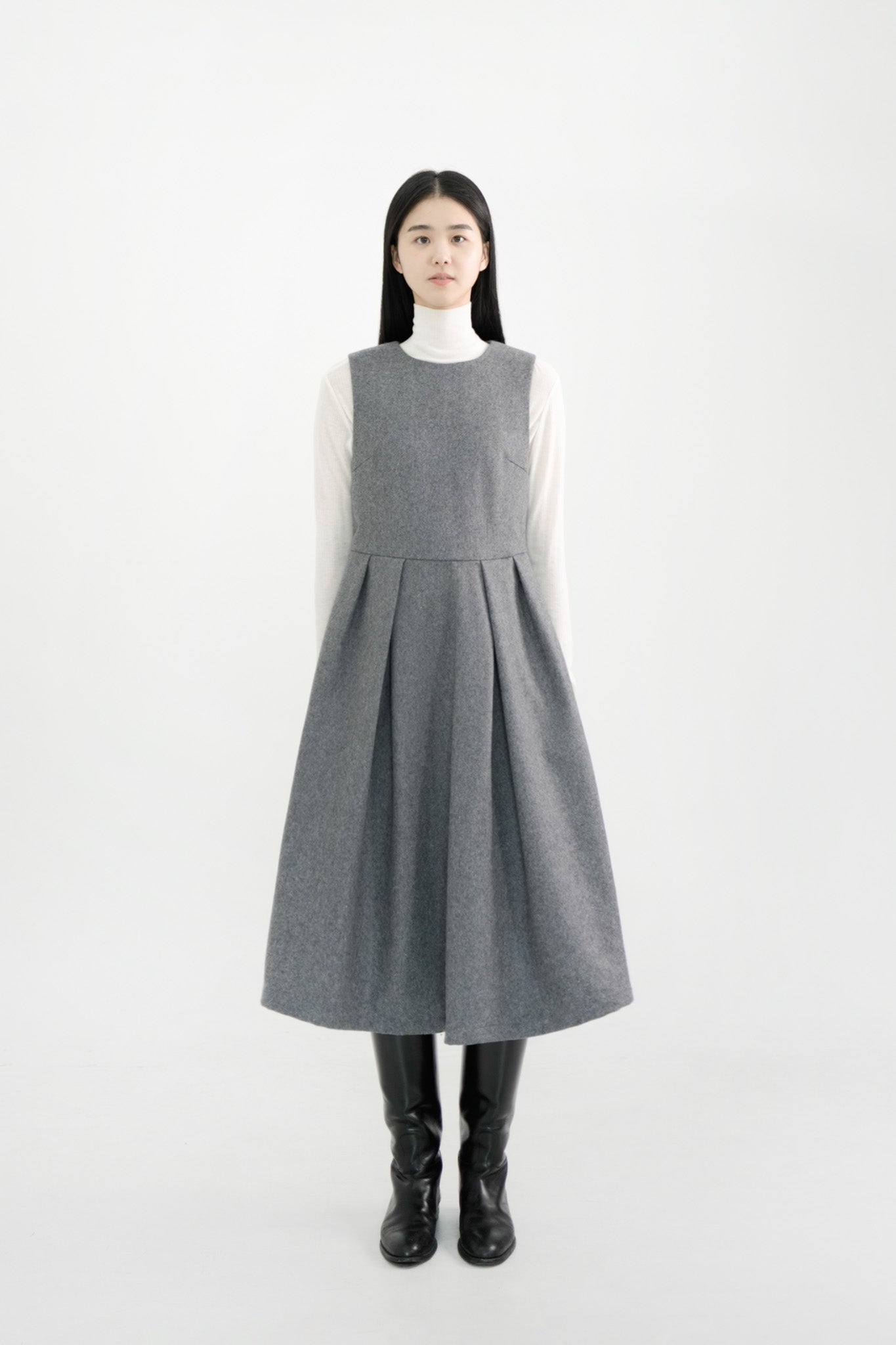 classic wool tuck dress