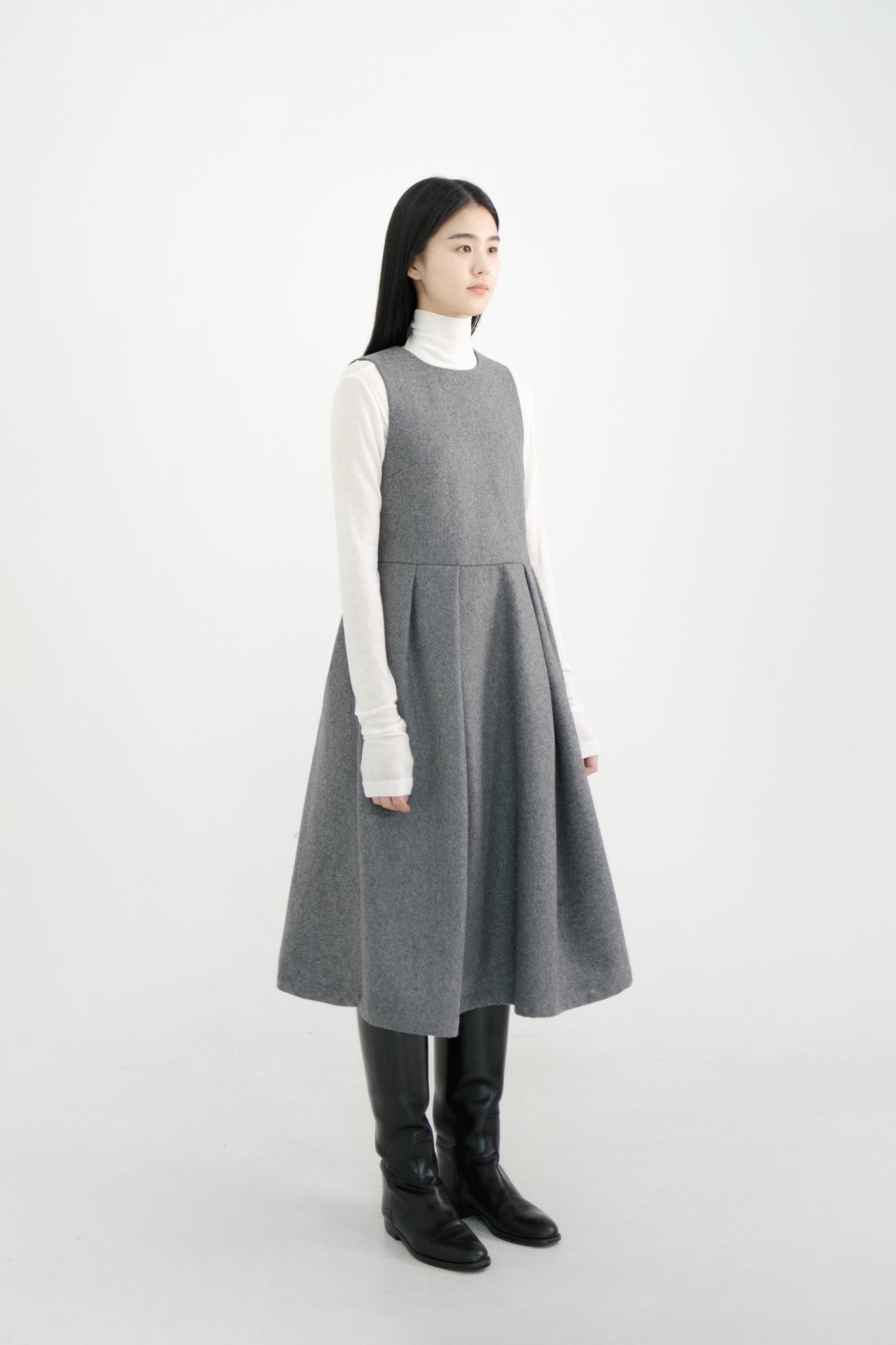 classic wool tuck dress