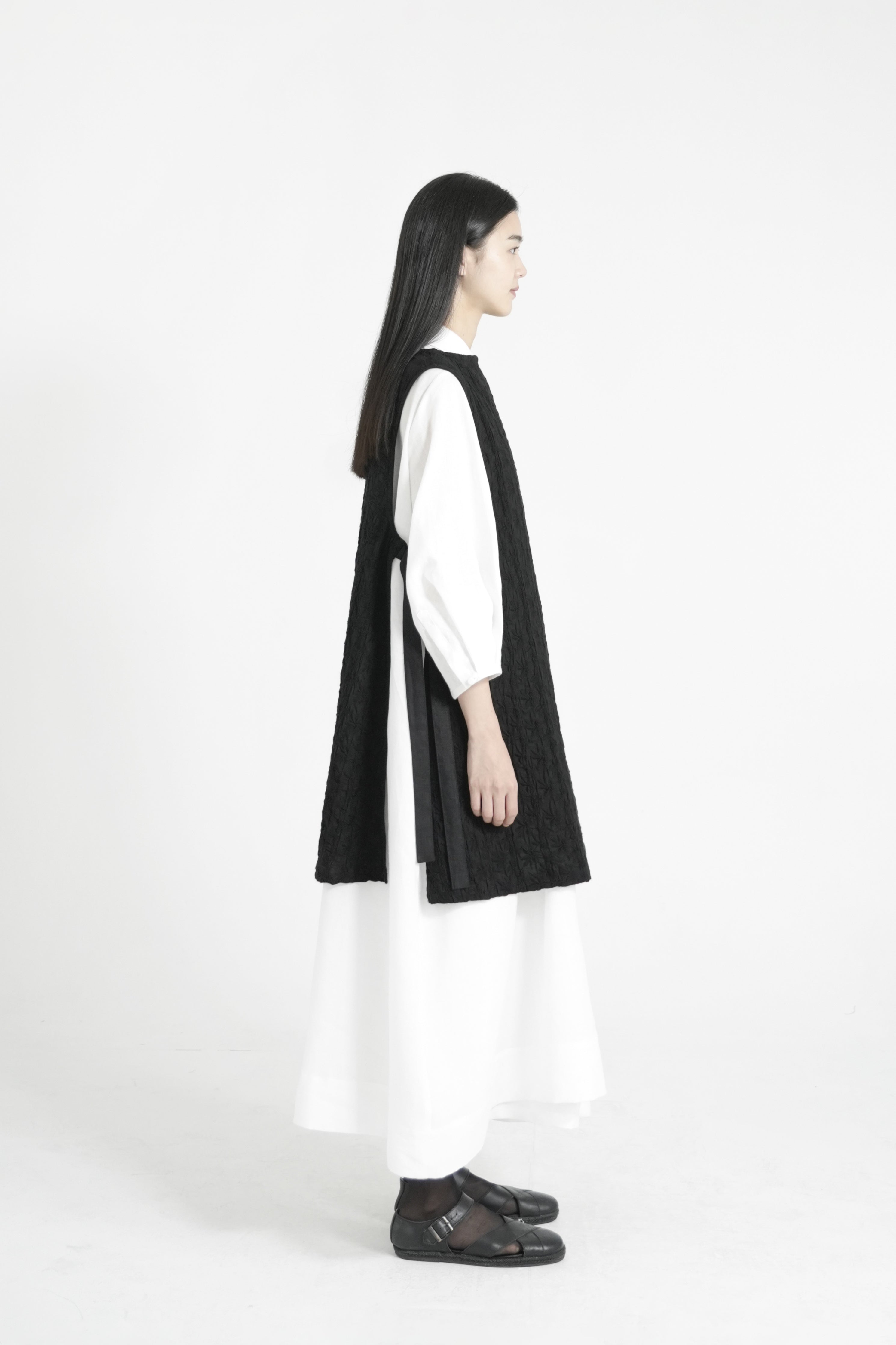 cotton weave long vest