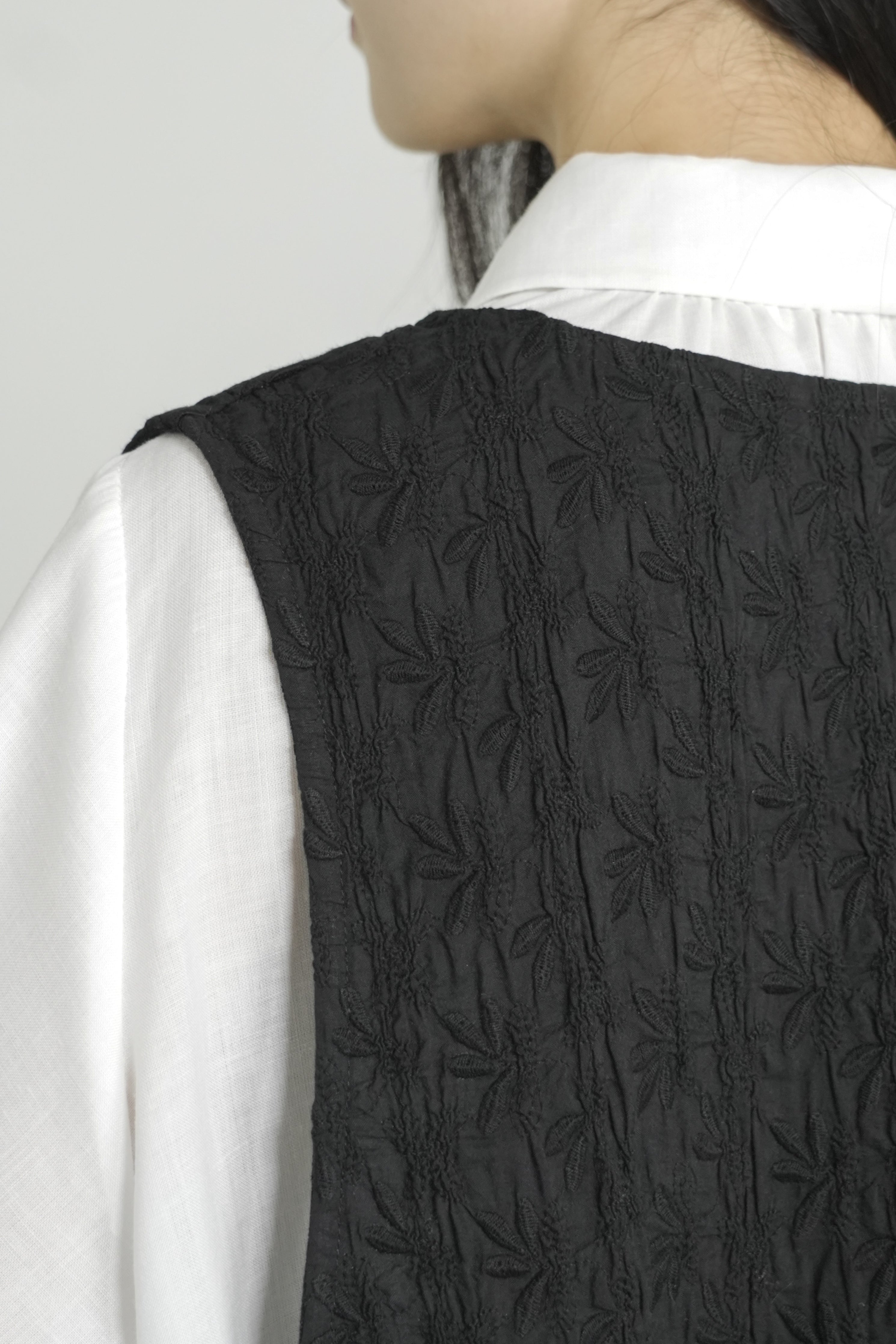 cotton weave long vest