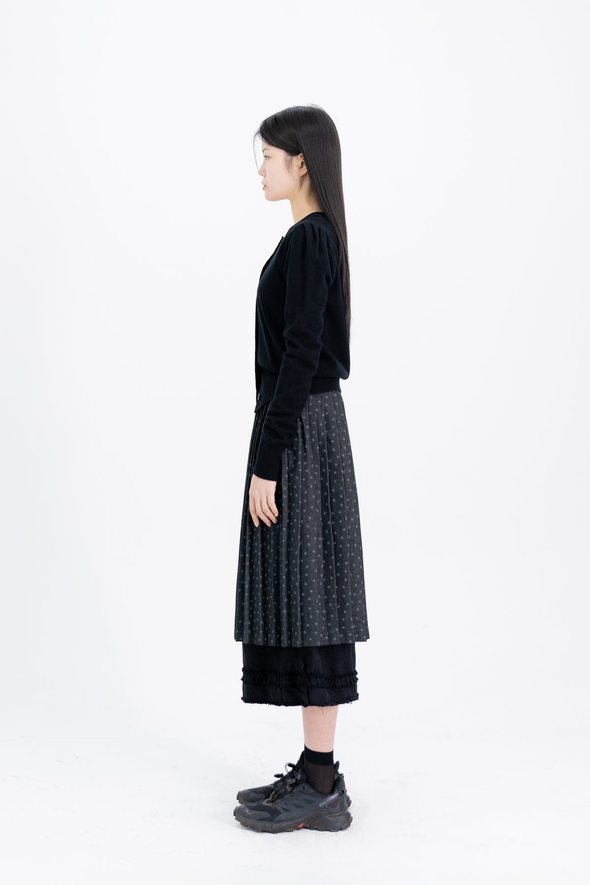 denim dot pleats wrap