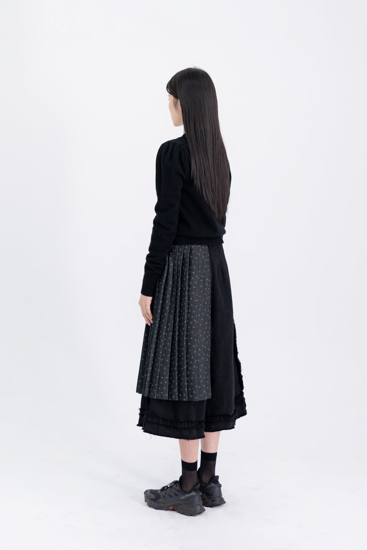denim dot pleats wrap