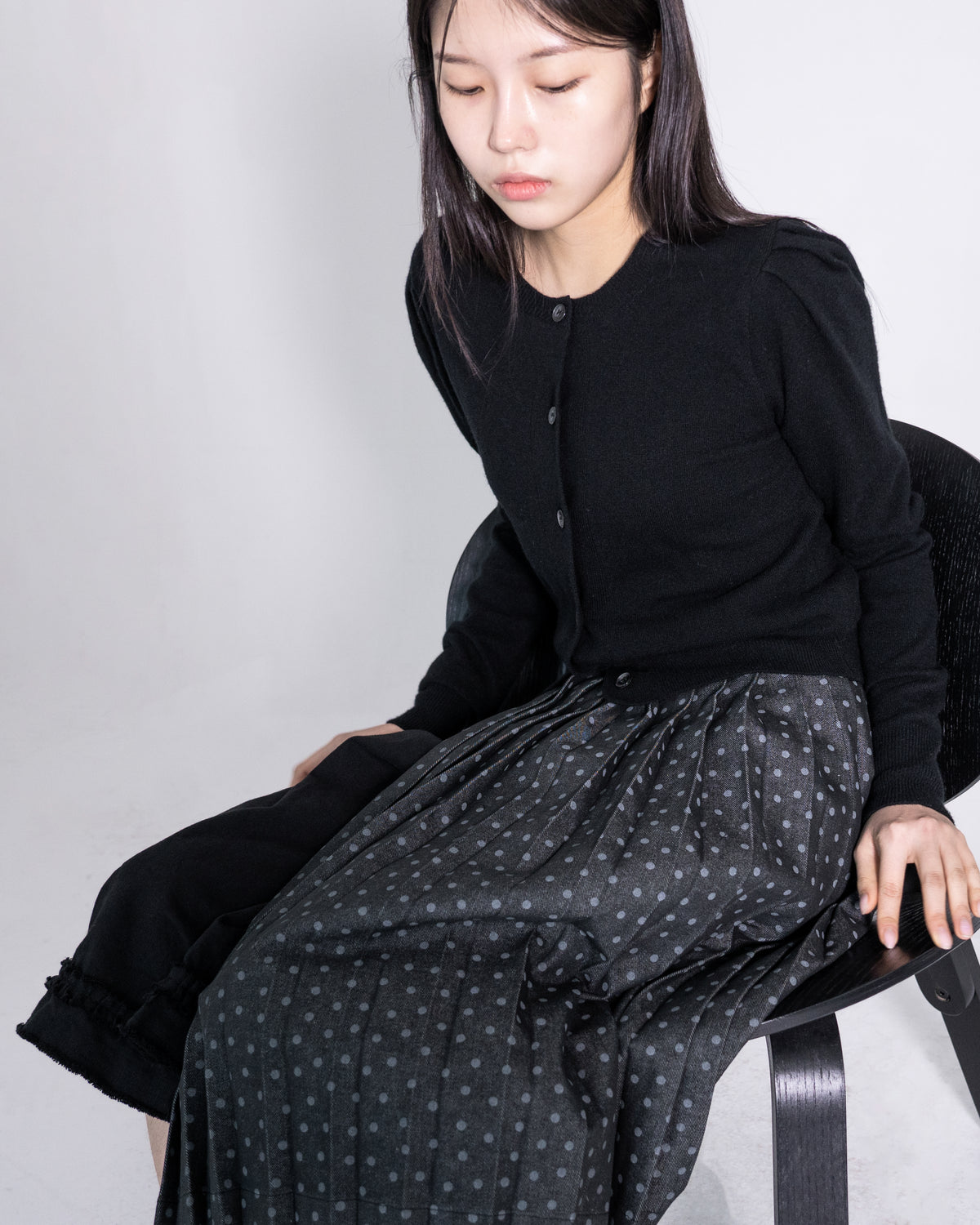 denim dot pleats wrap