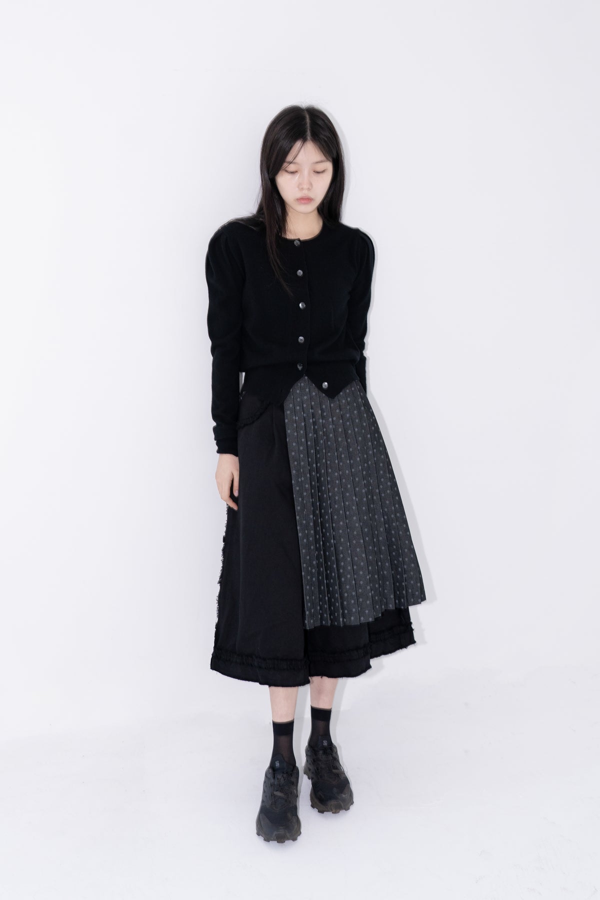 denim dot pleats wrap
