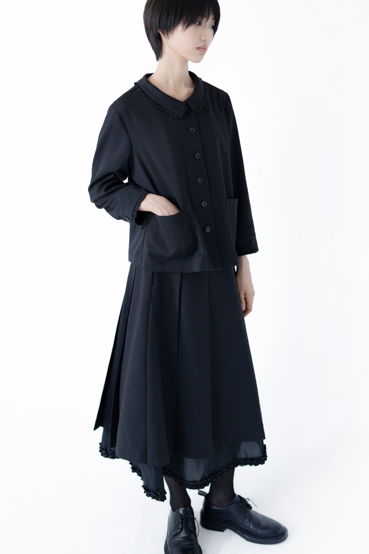 frill layer pleats skirt