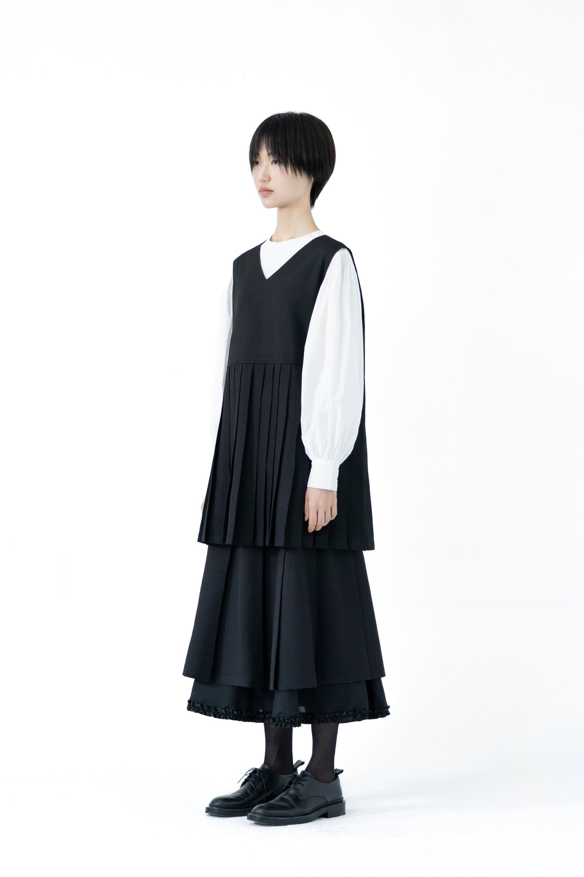 frill layer pleats skirt