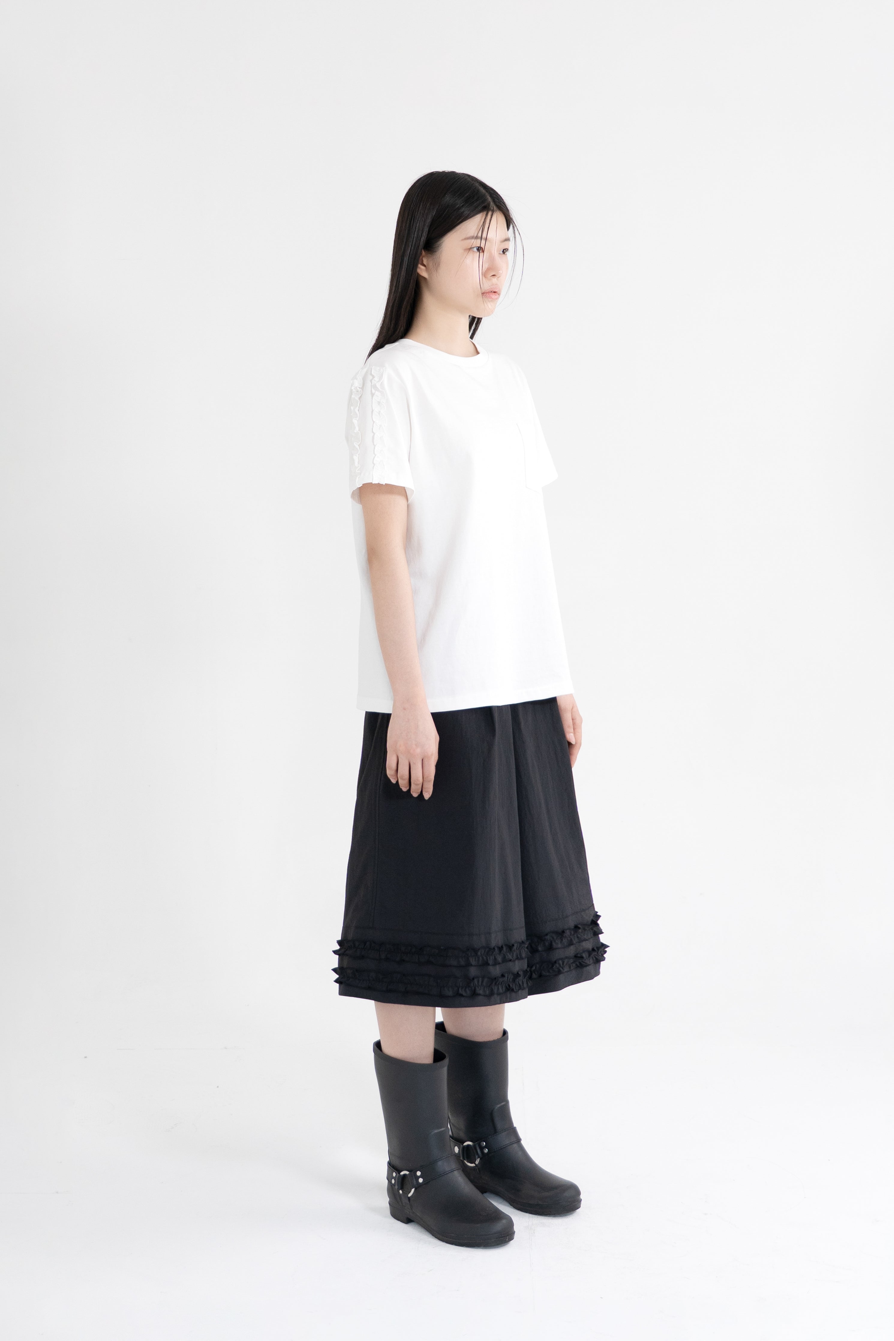 half sleeve frill t shirt