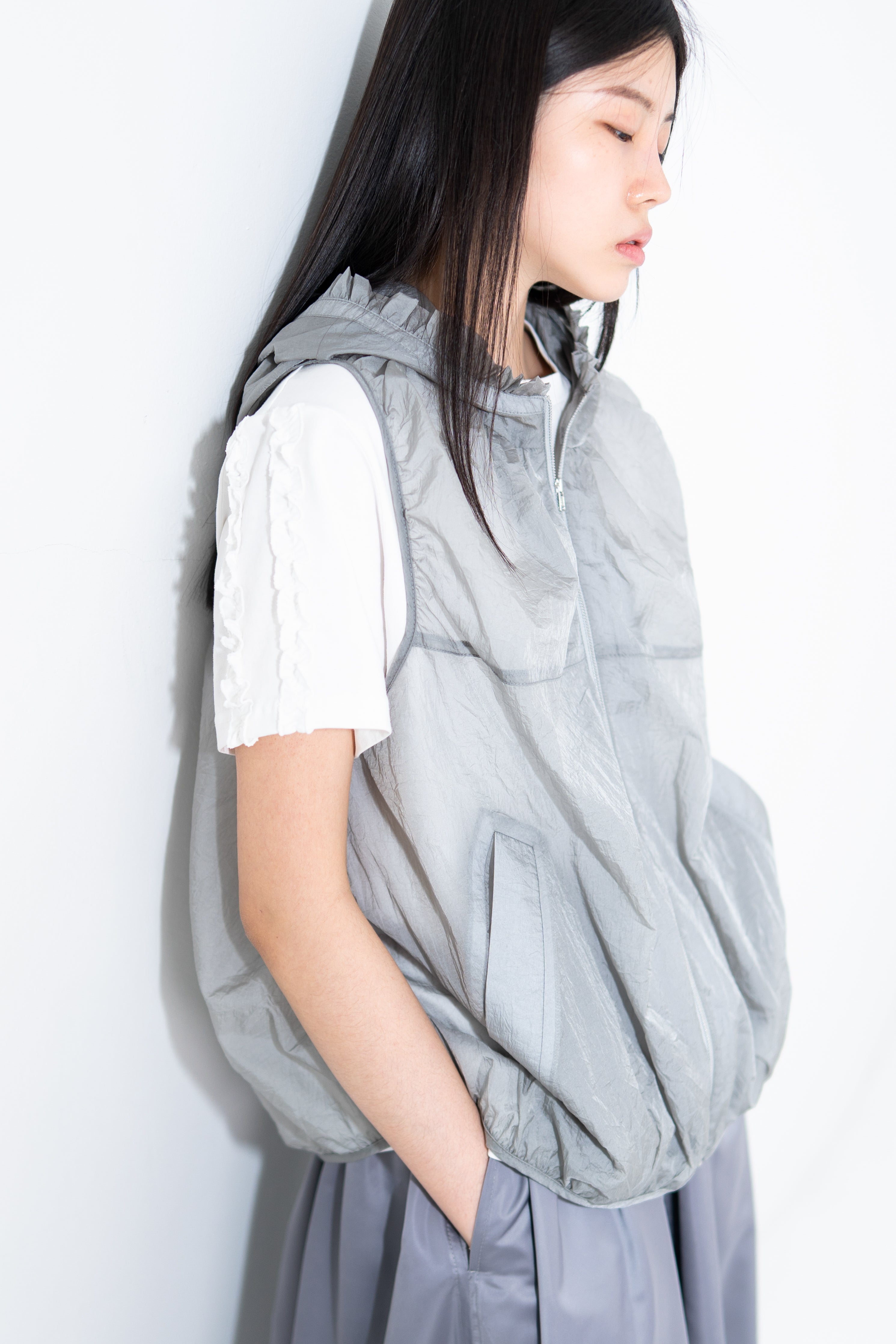 half sleeve frill t shirt