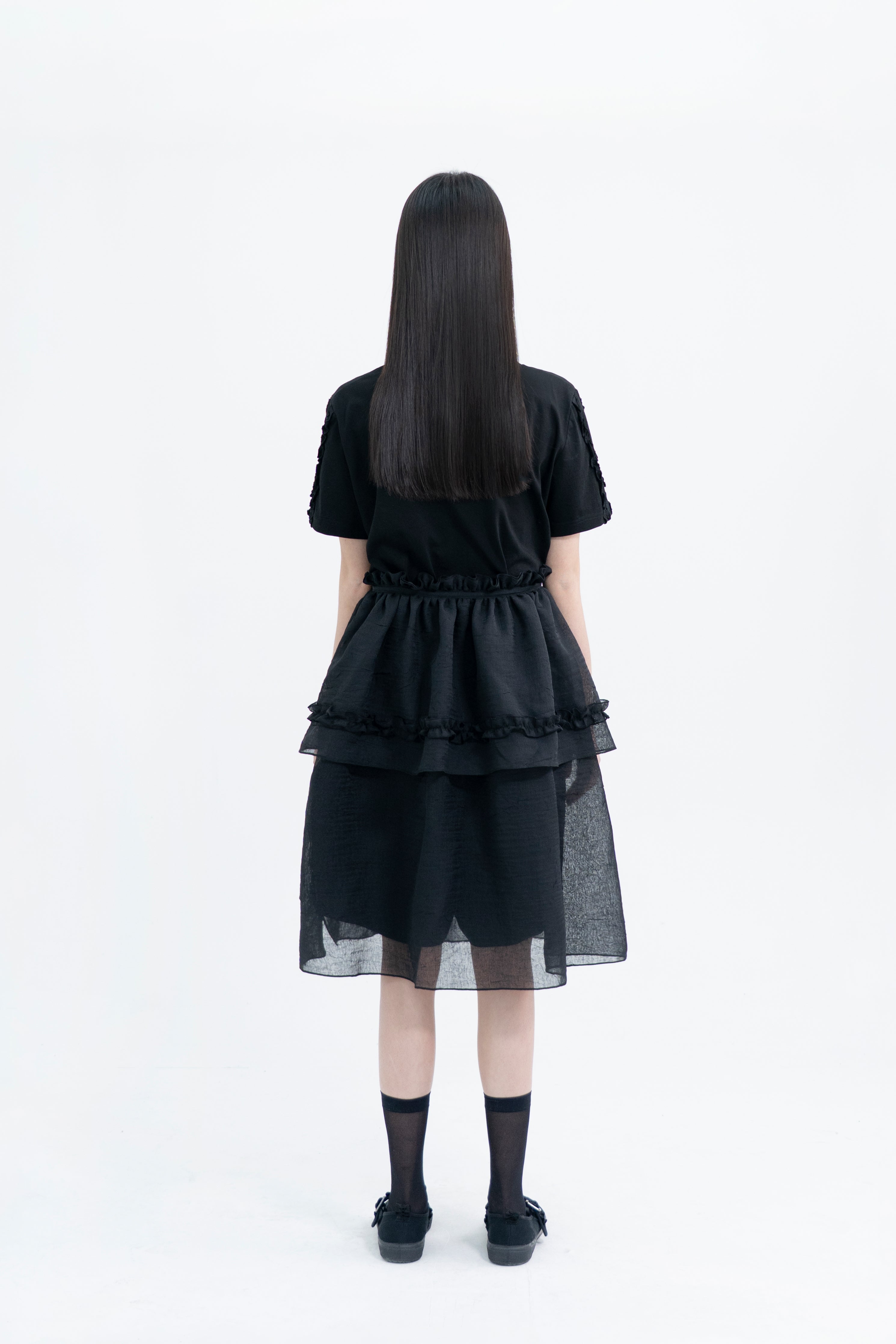 half sleeve frill t shirt