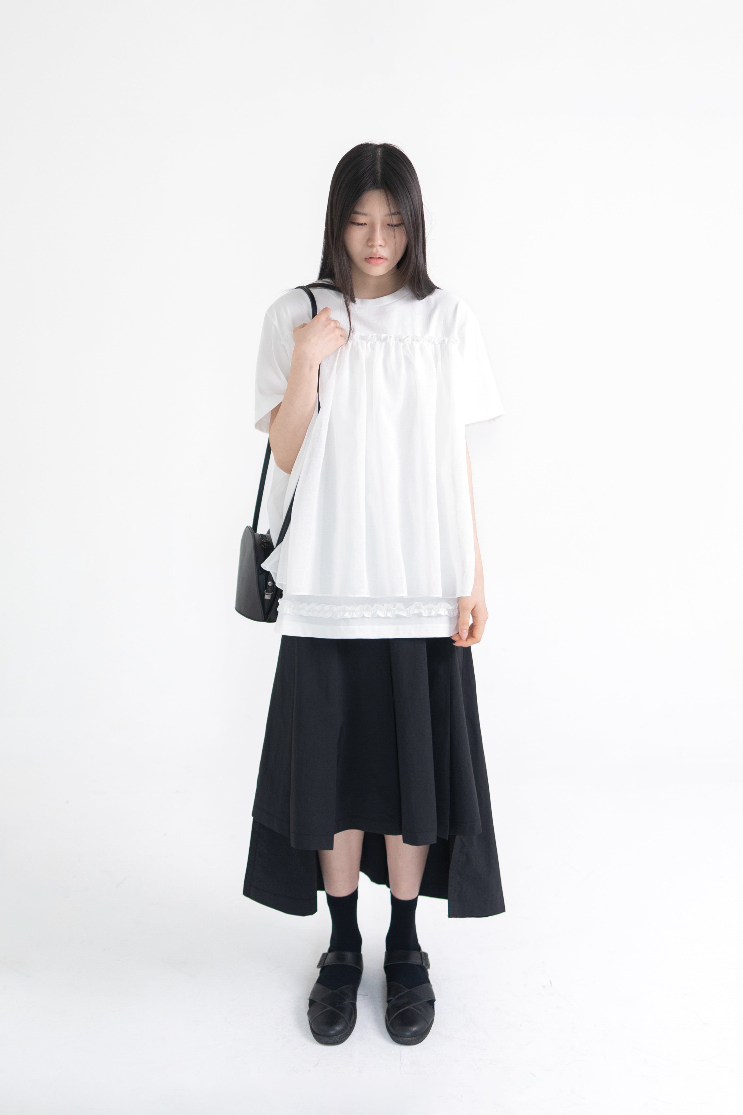 high-low pleats skirt