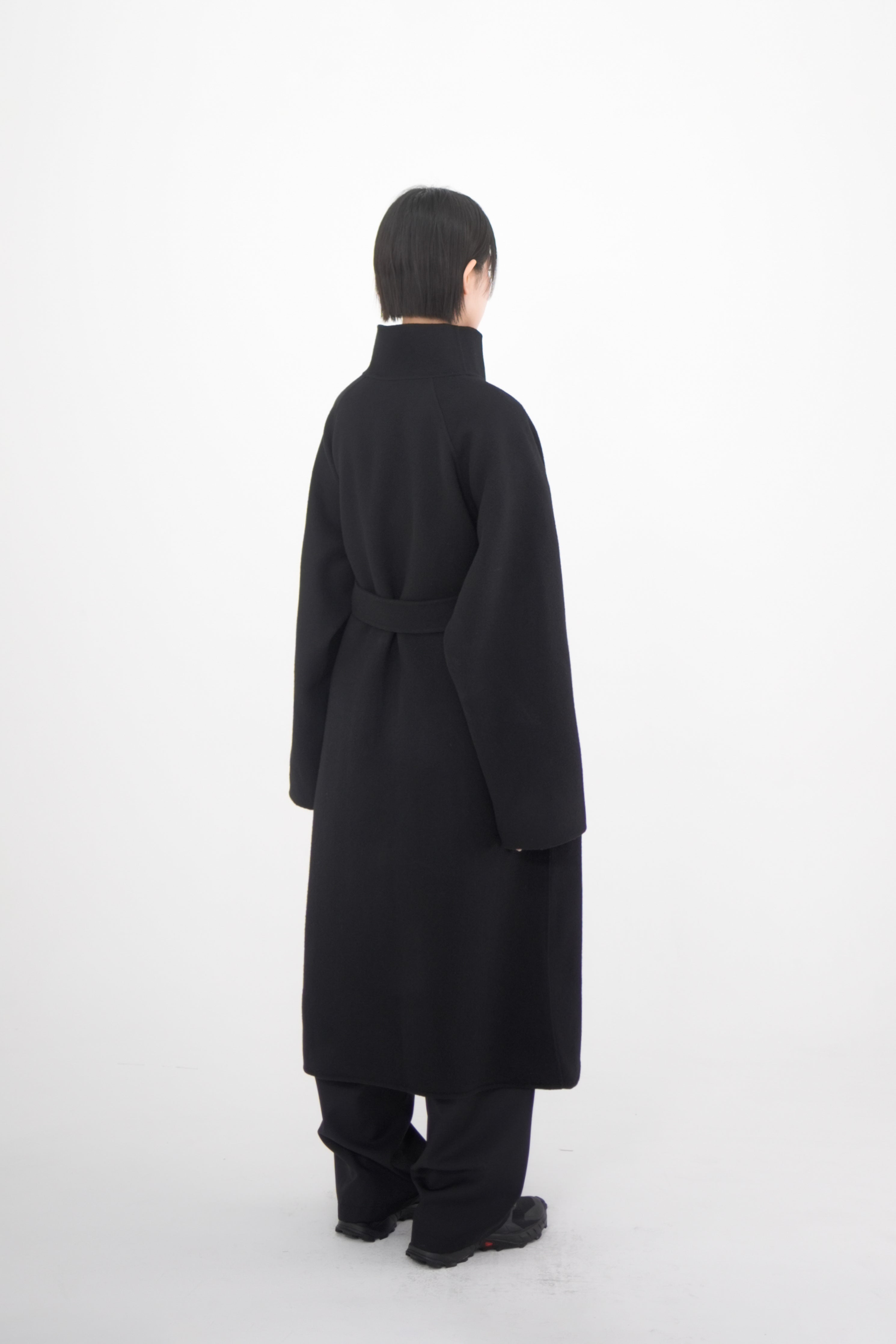 high neck handmade long coat