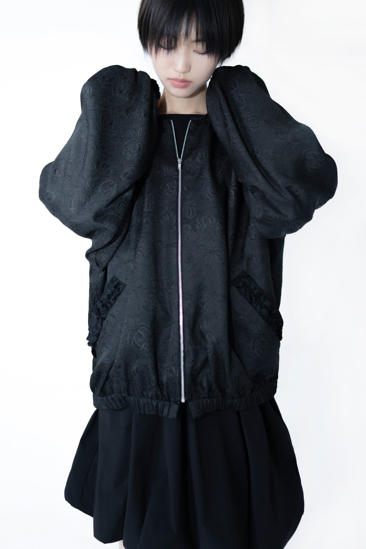 jacquard frill blouson