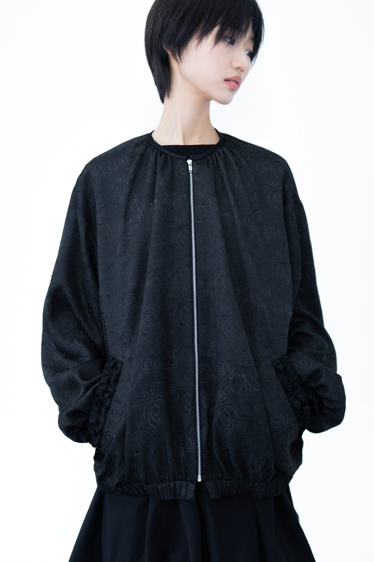 jacquard frill blouson