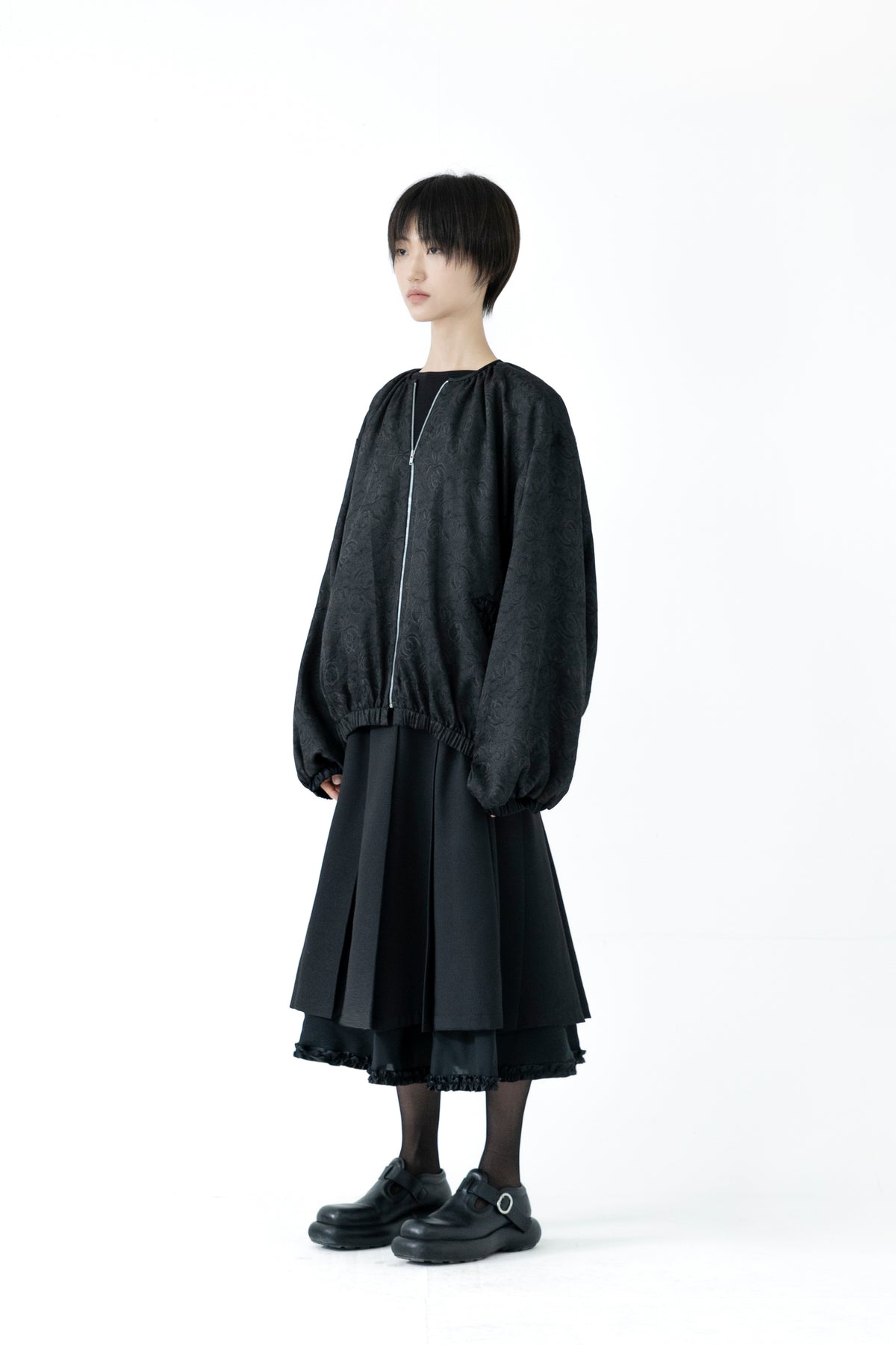 jacquard frill blouson