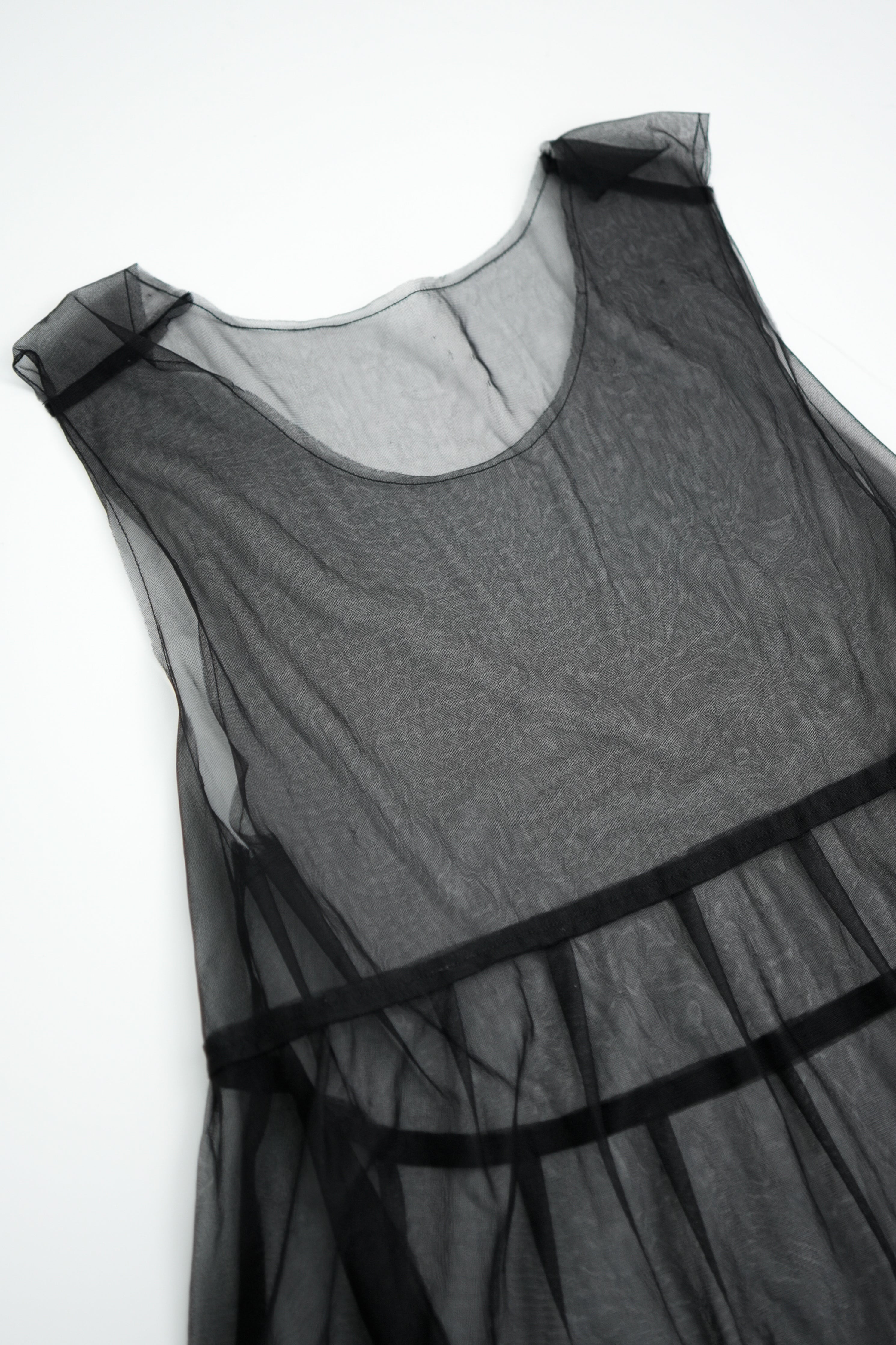 layered mesh tuck dress