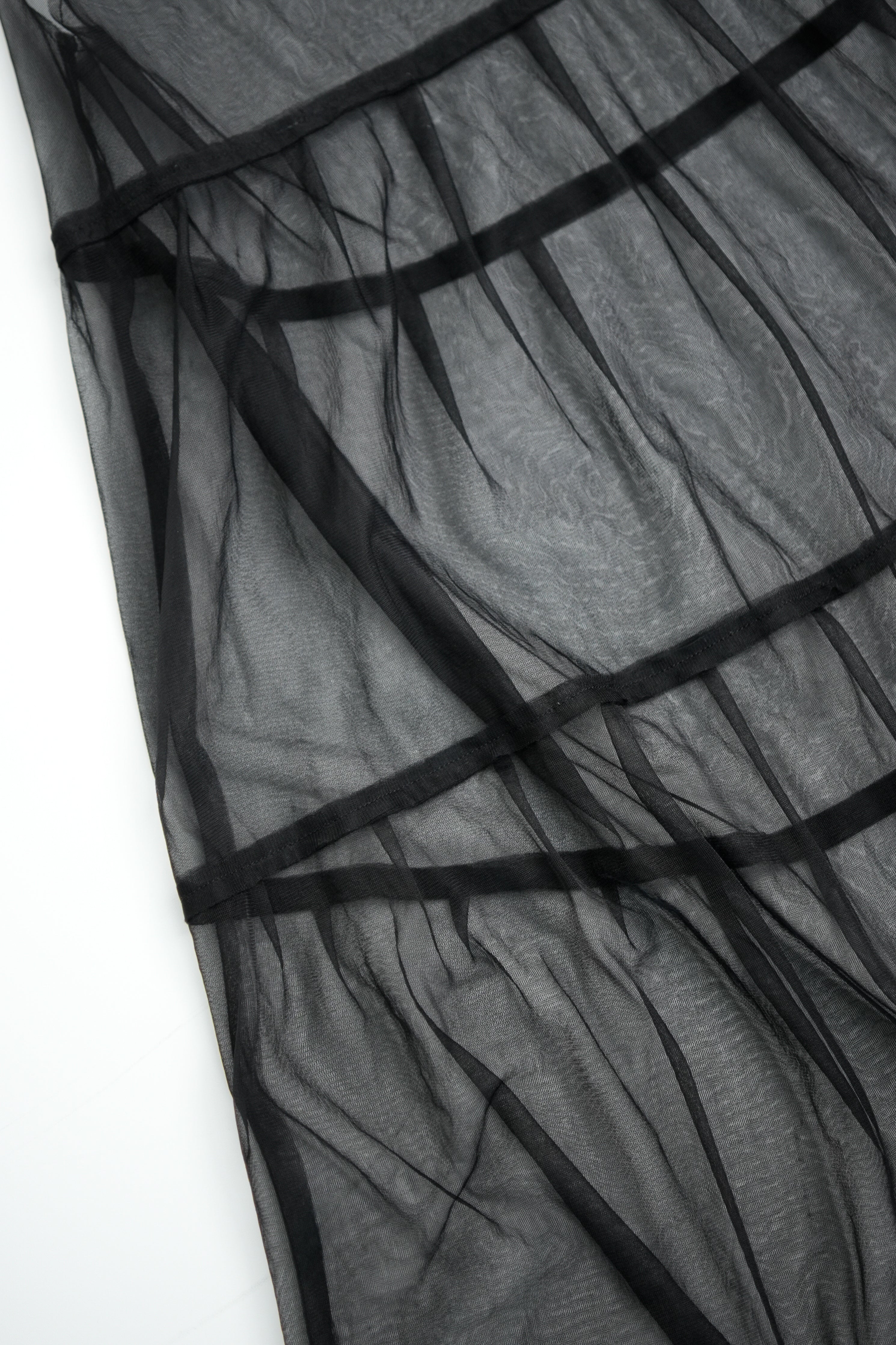 layered mesh tuck dress