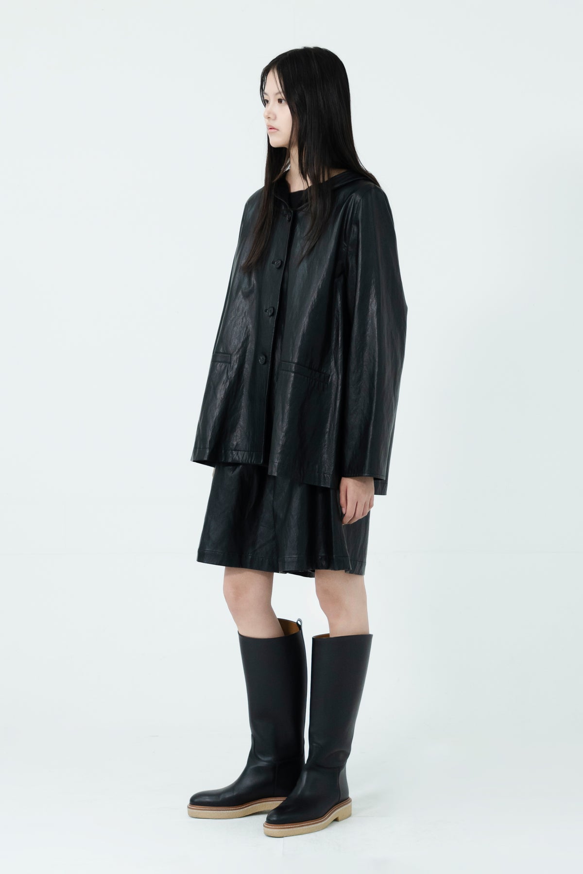leather hooded jacket