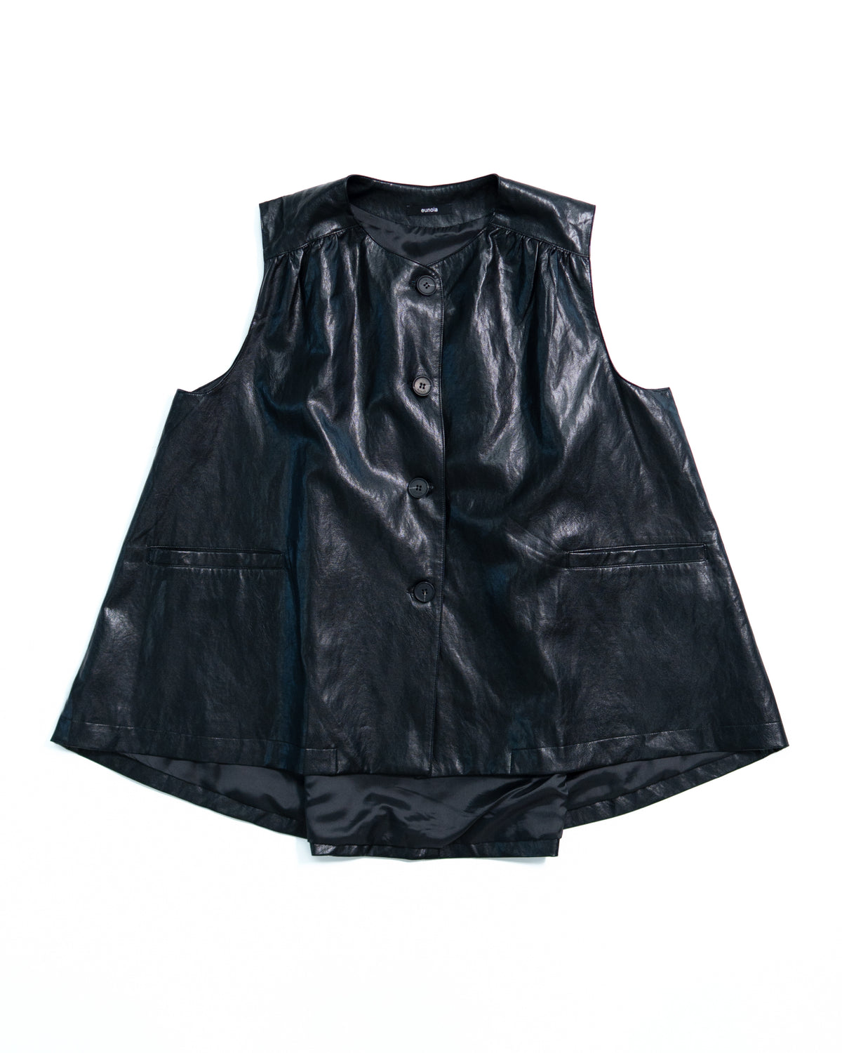 leather shirring vest