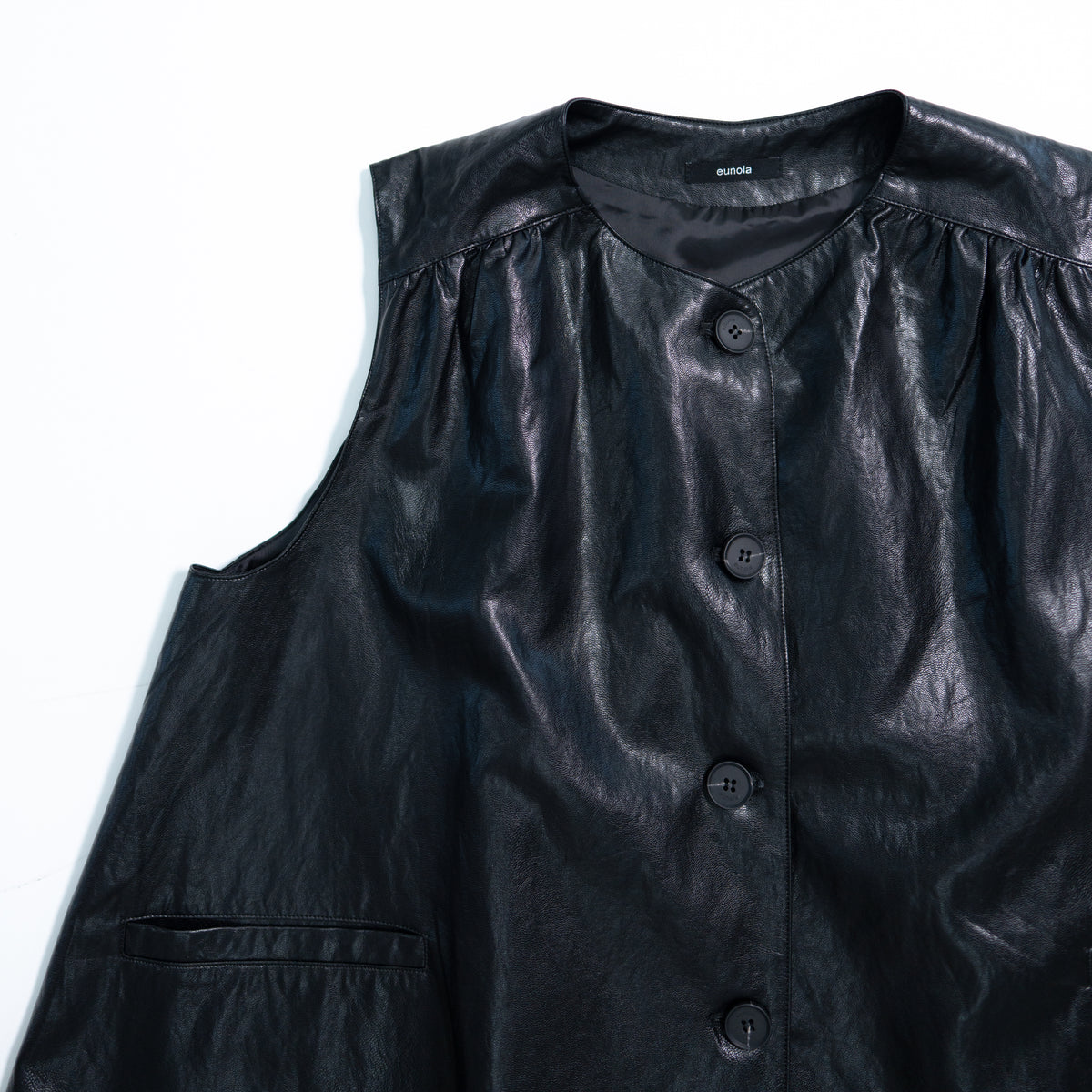leather shirring vest