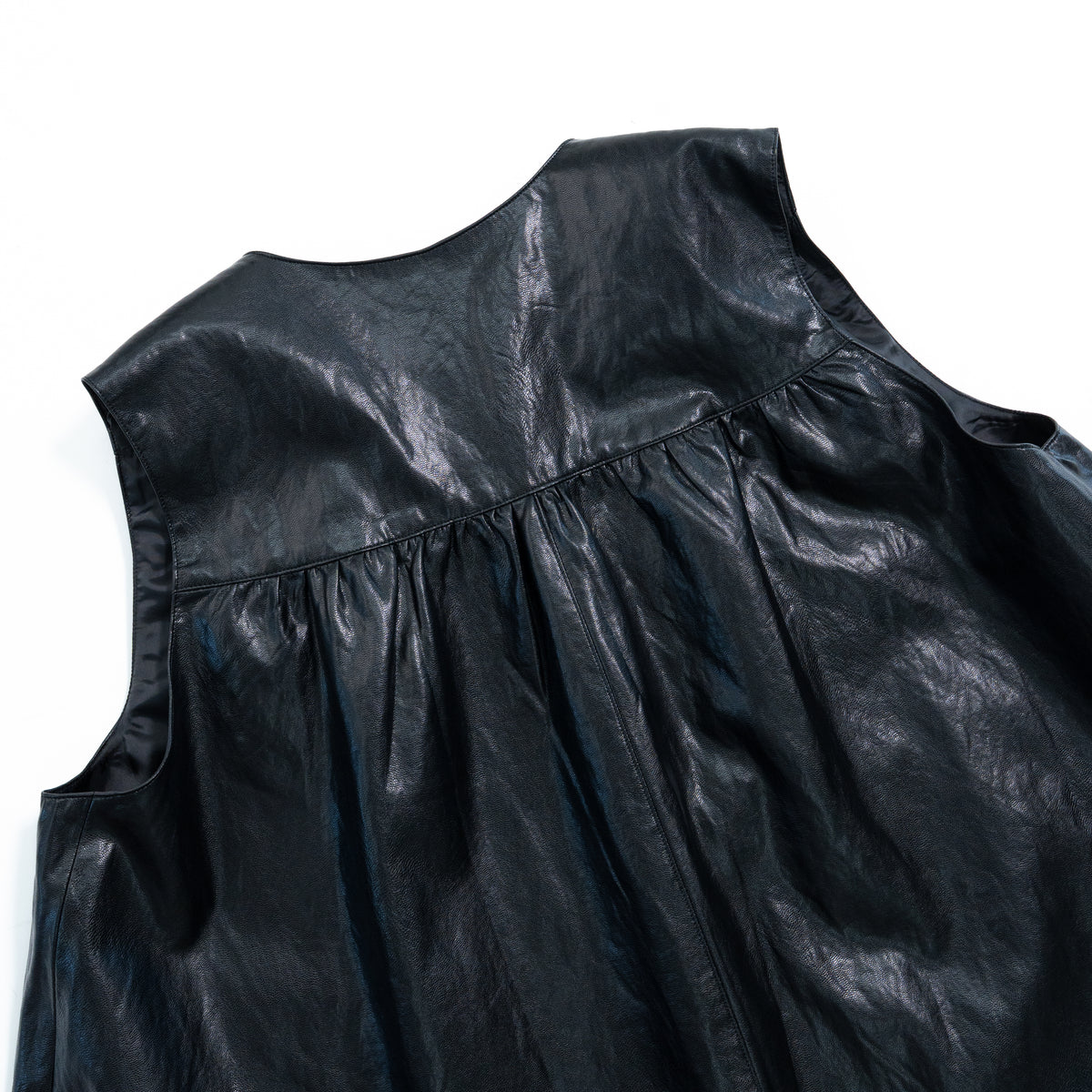 leather shirring vest