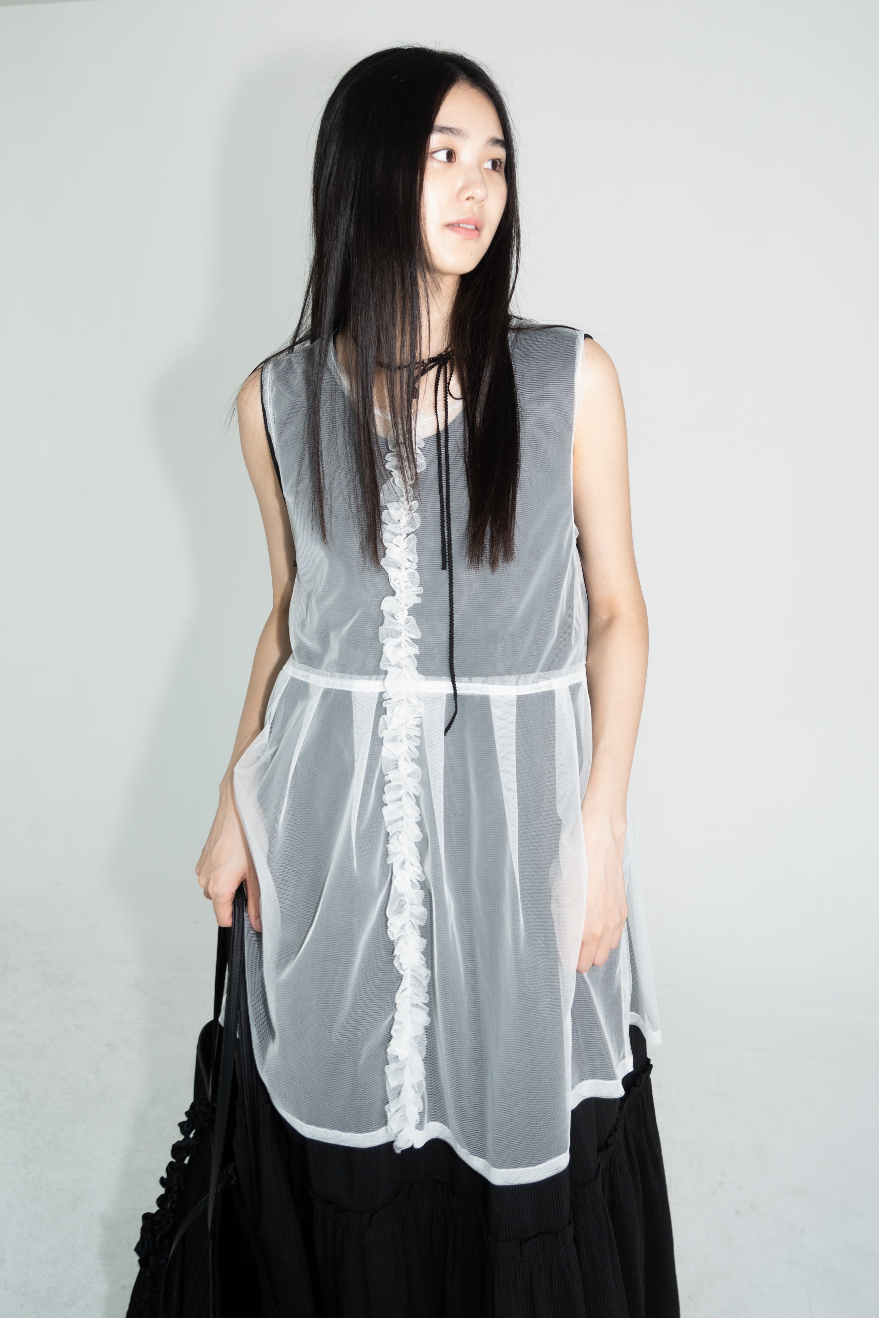 mesh frill vest