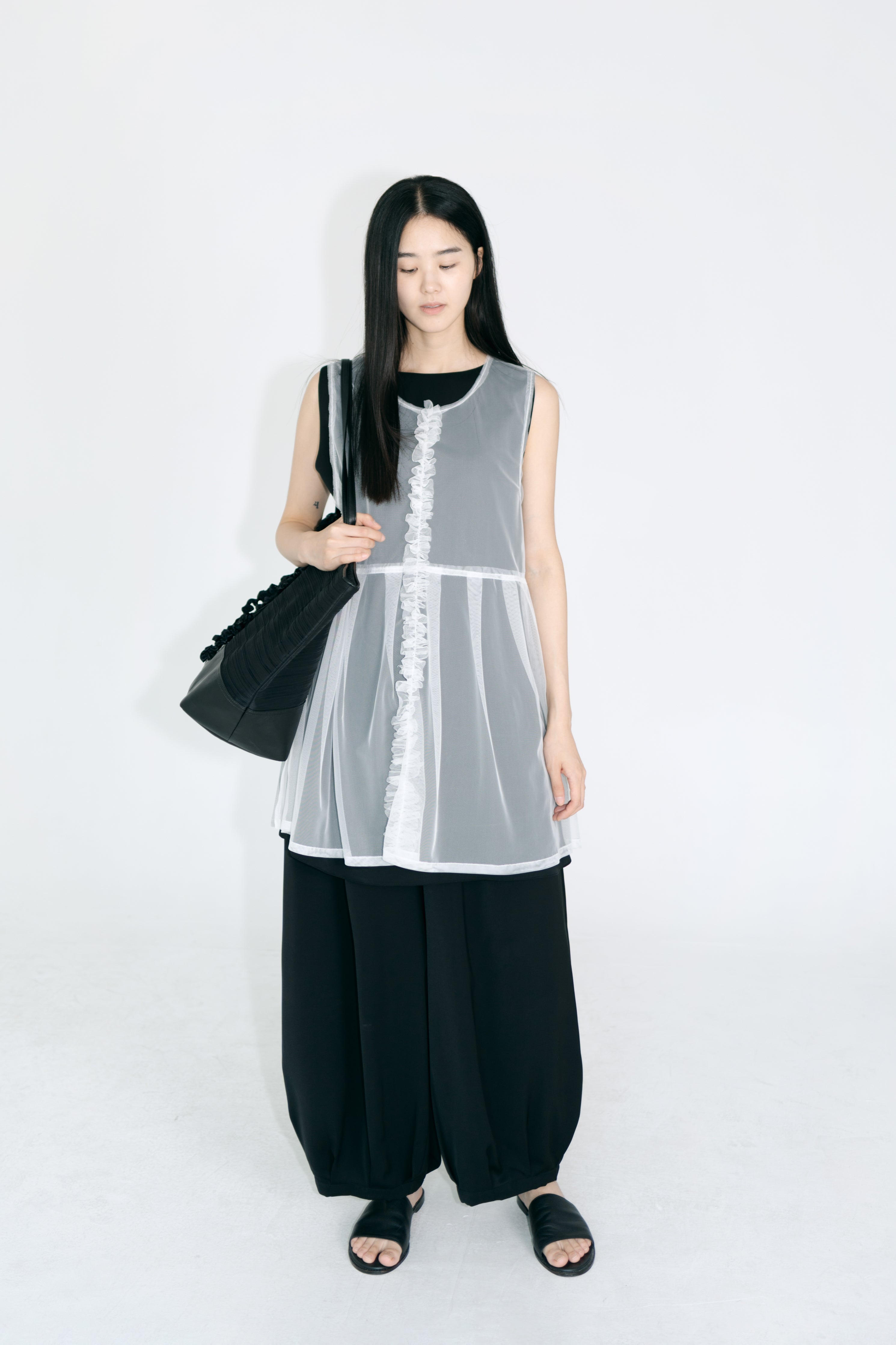 mesh frill vest