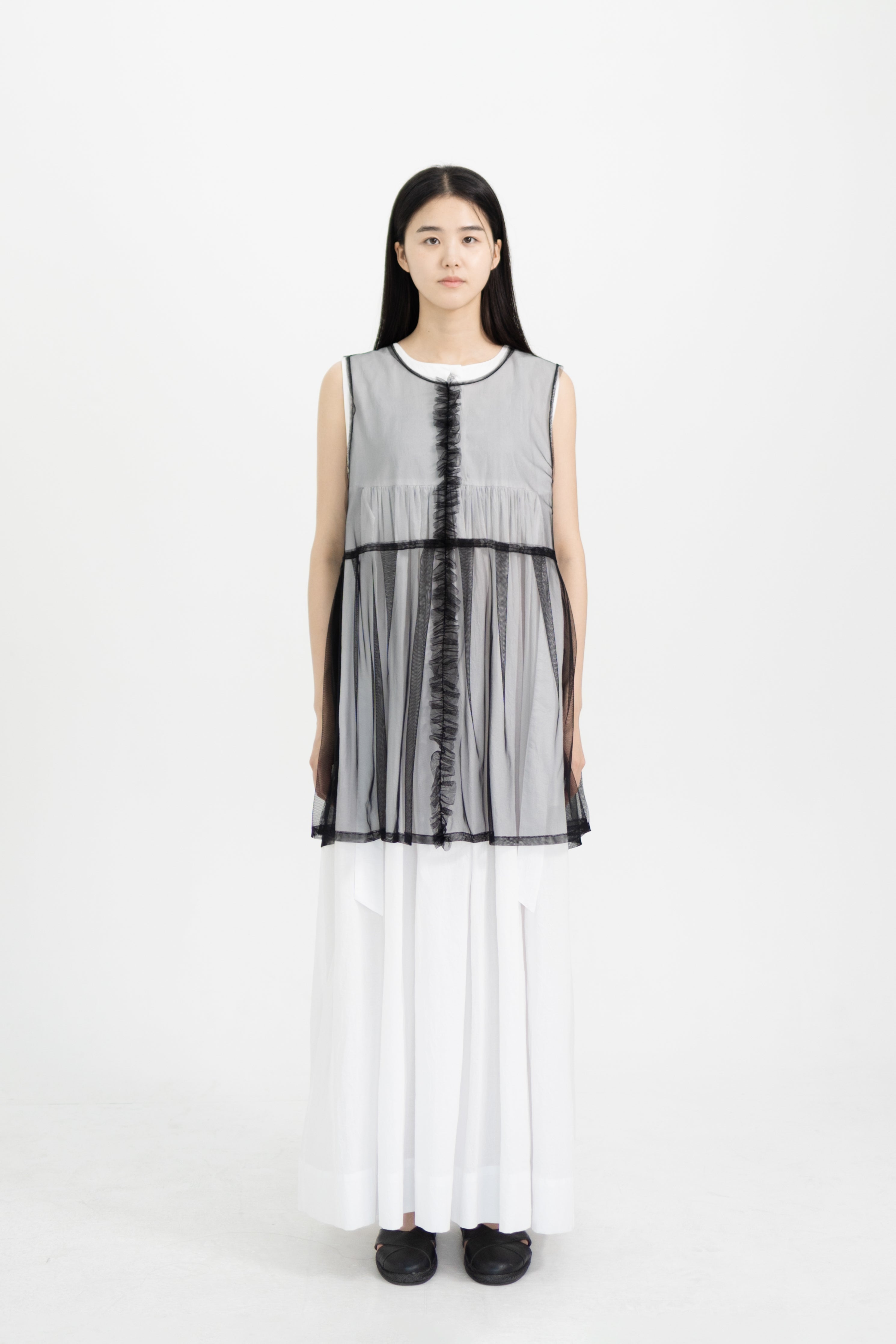 mesh frill vest