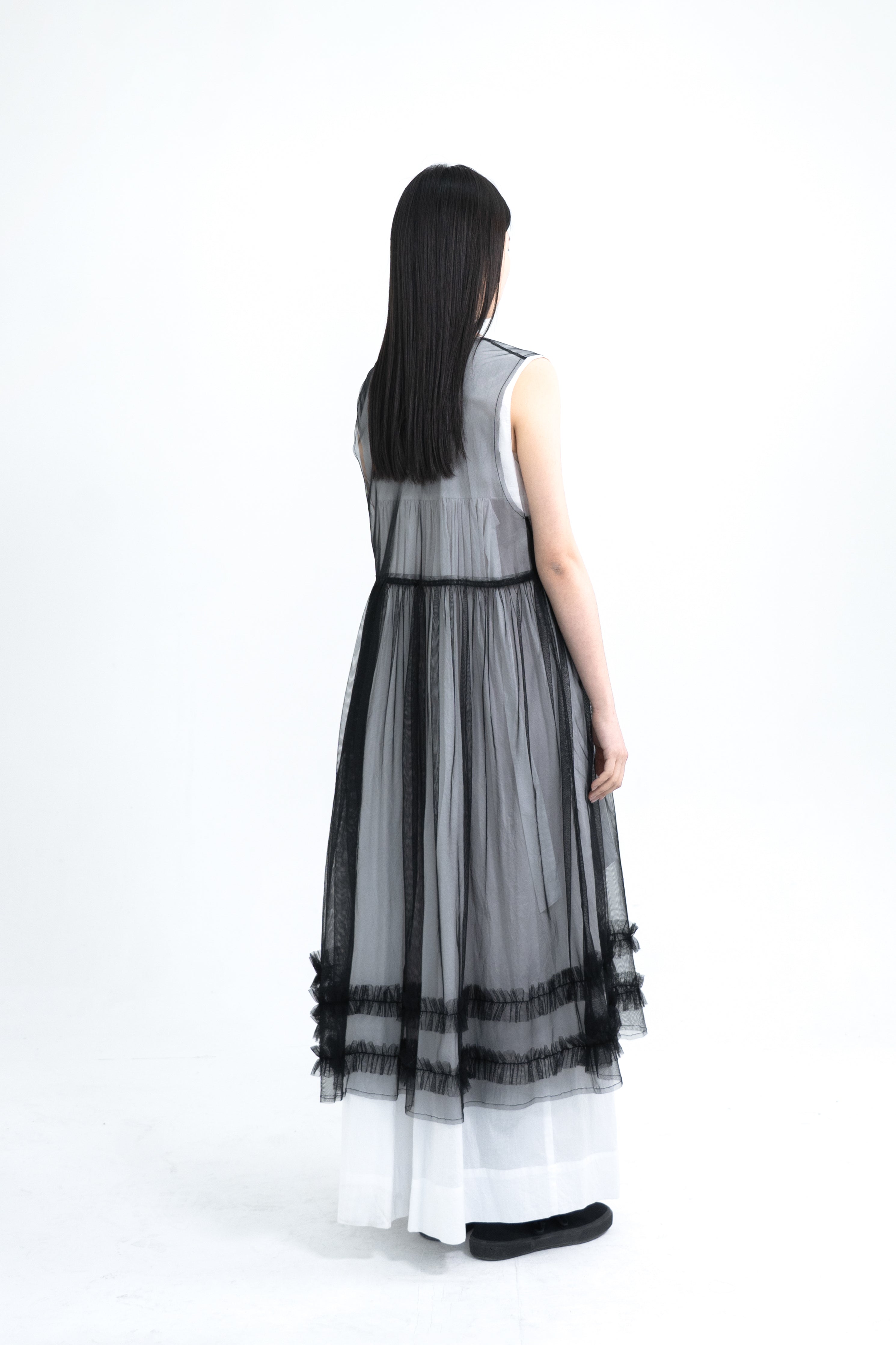 mesh shirring dress