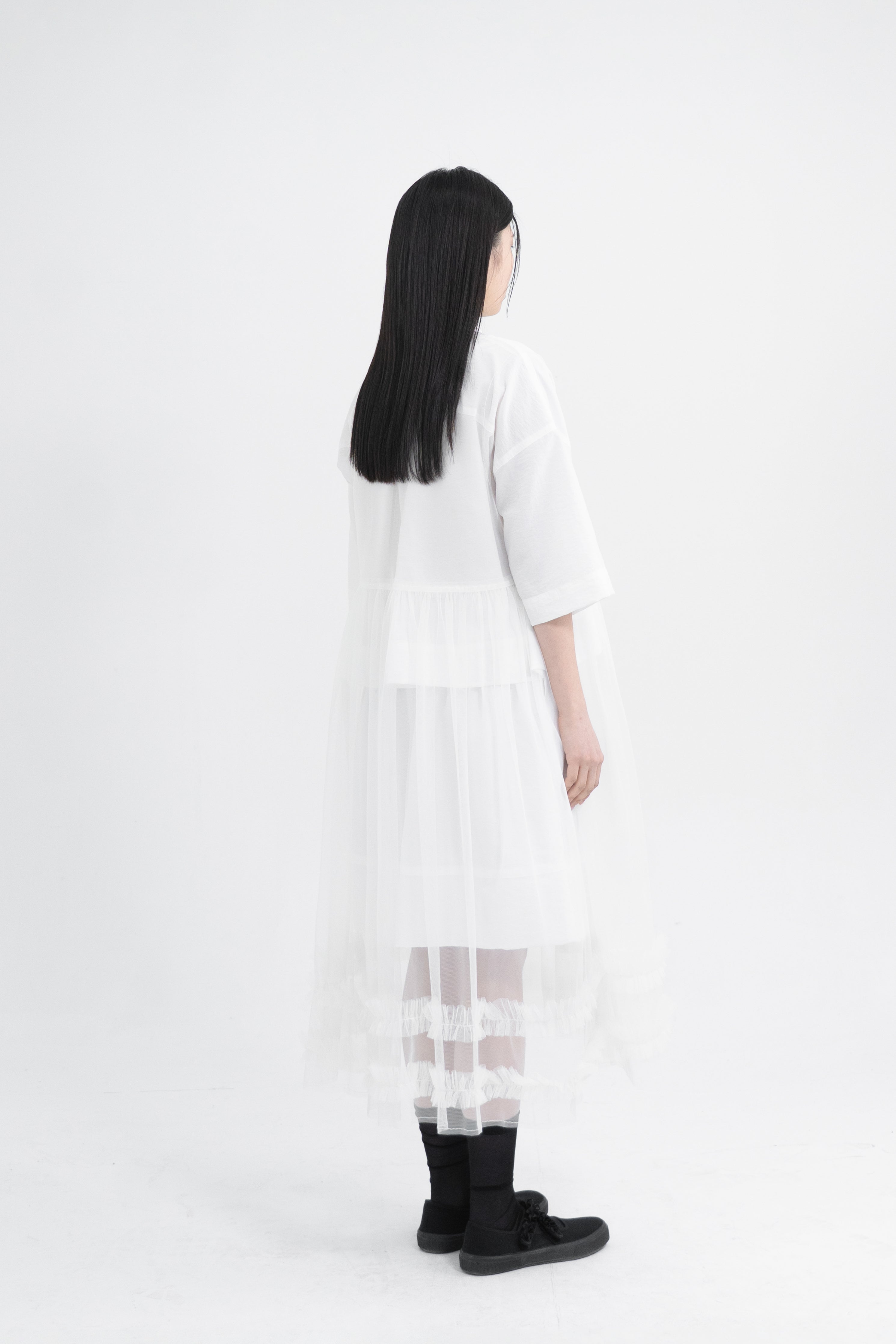 mesh shirring dress