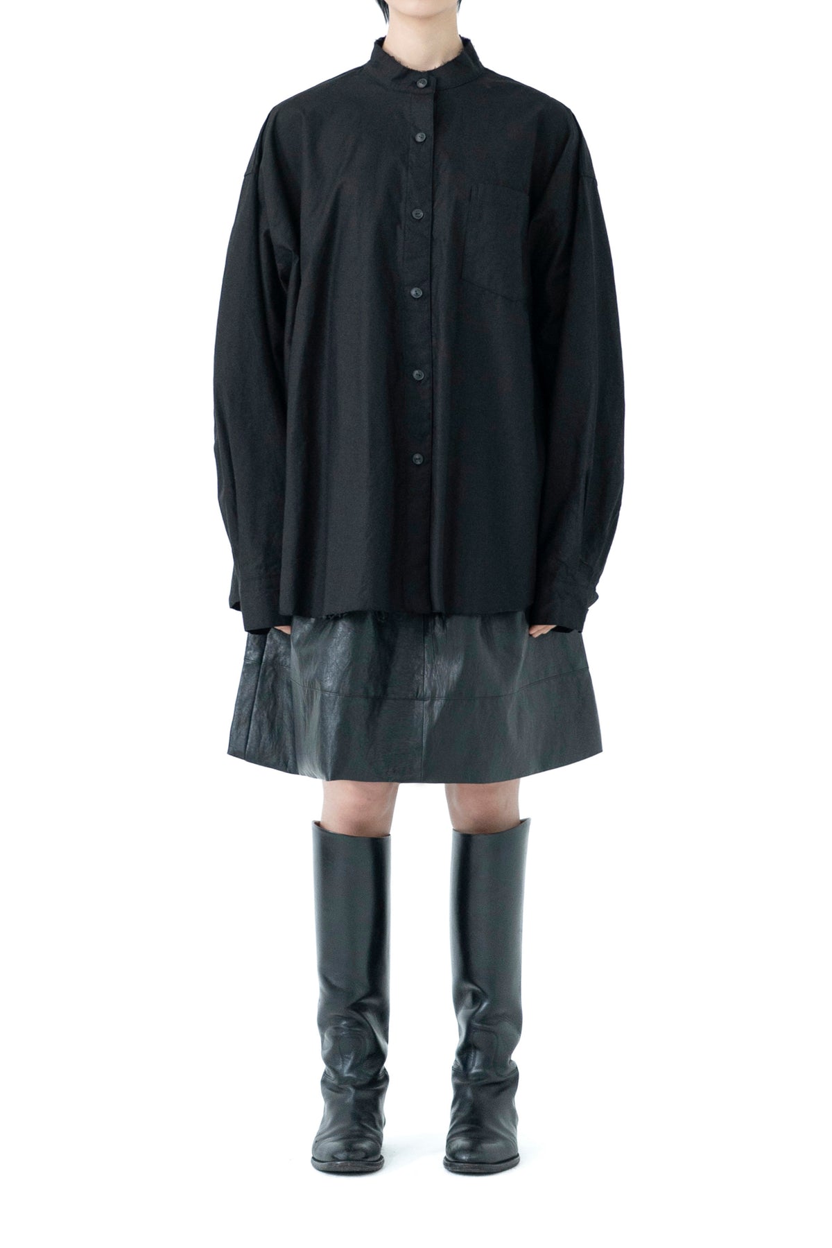 oxford mandarin collar shirt