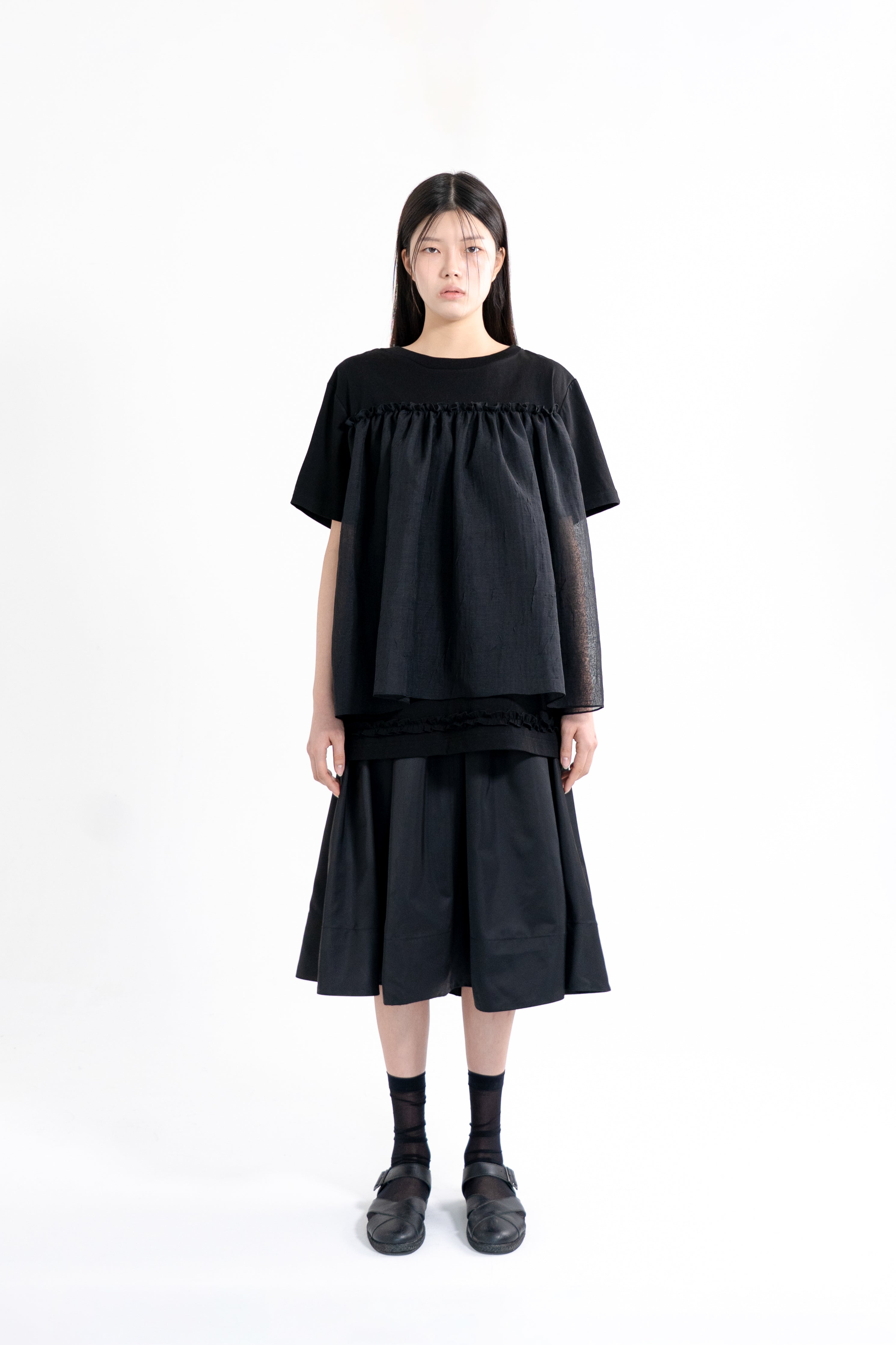 s/s organza layer t shirt