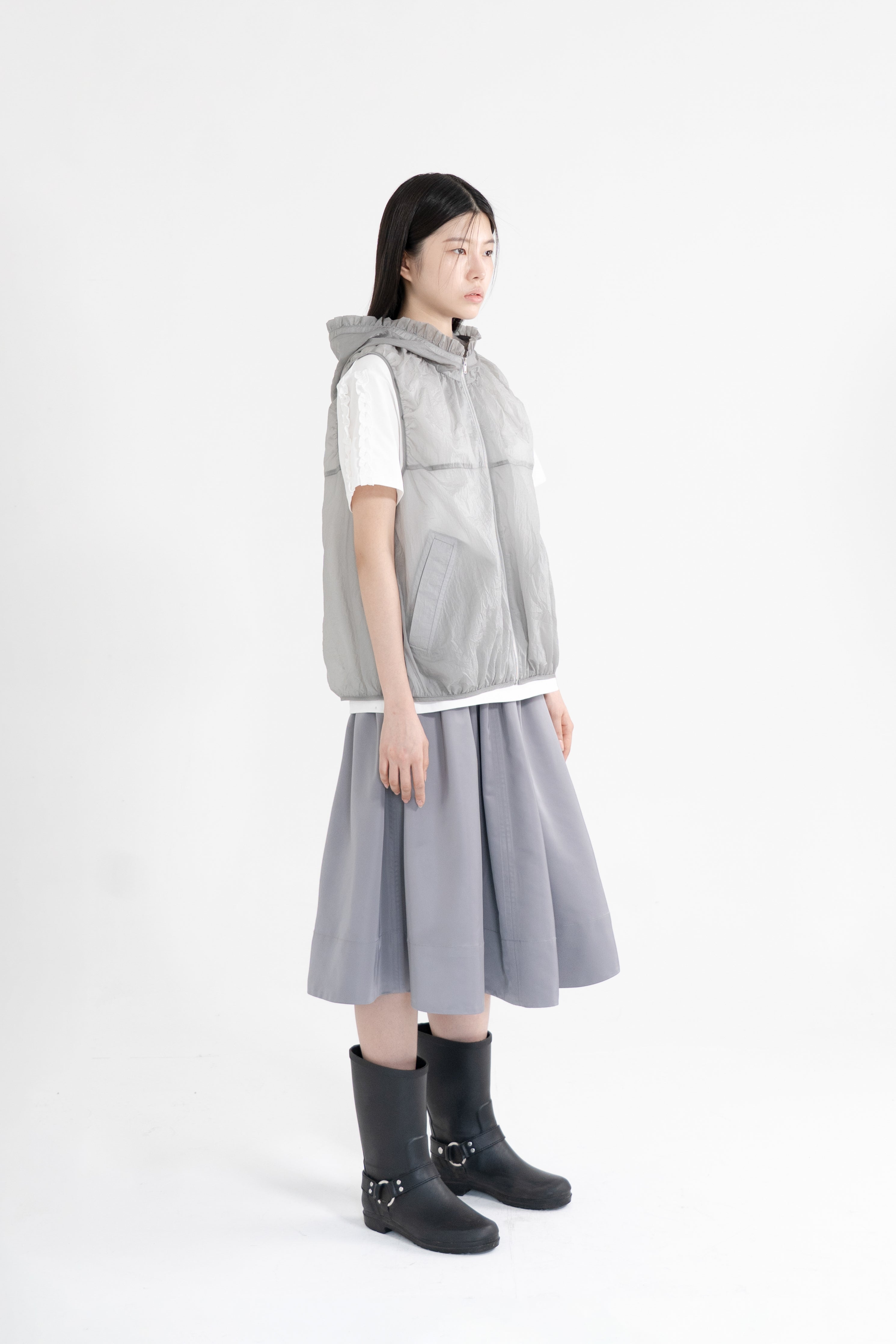 sheer hooded vest