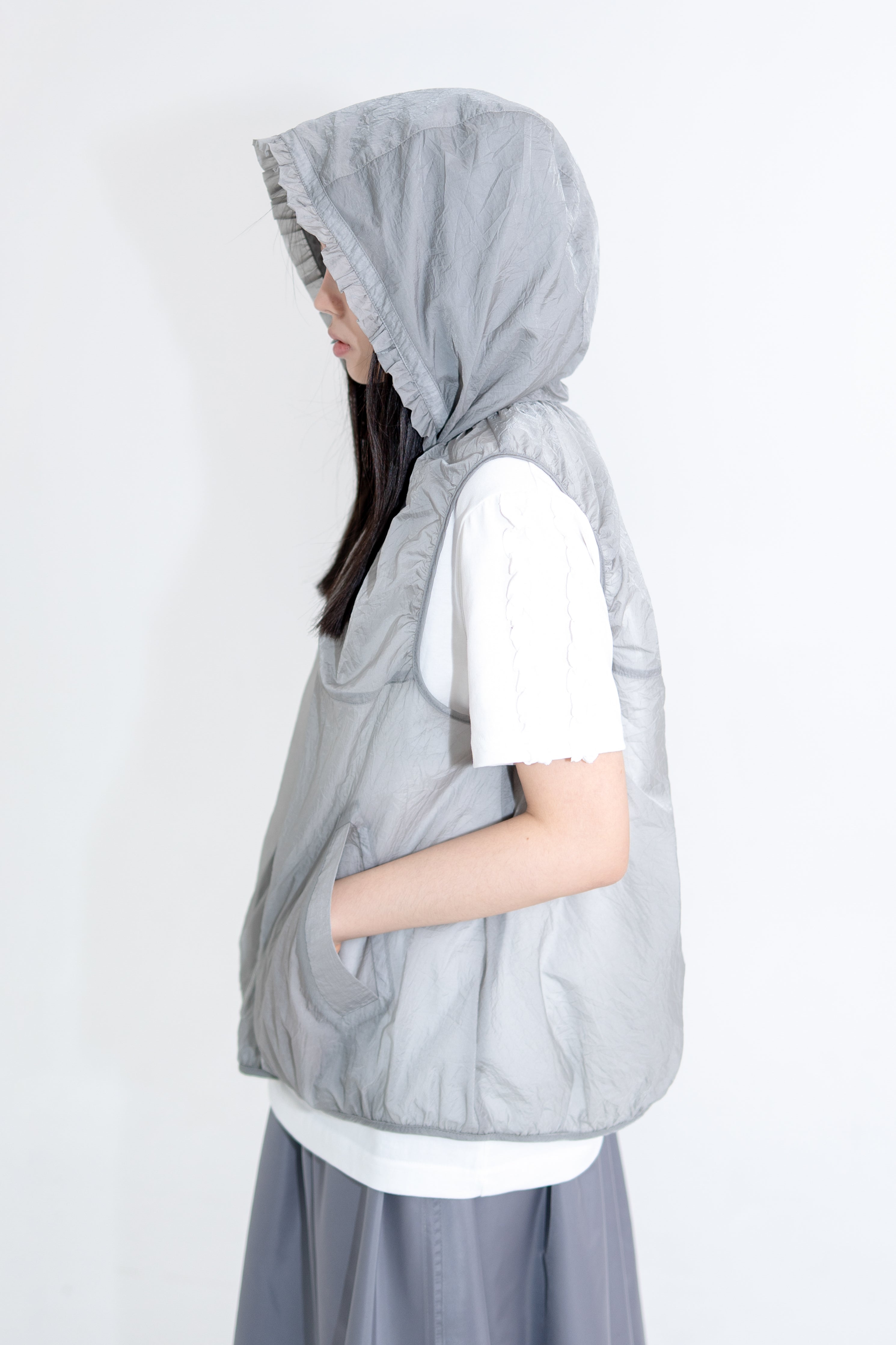 sheer hooded vest