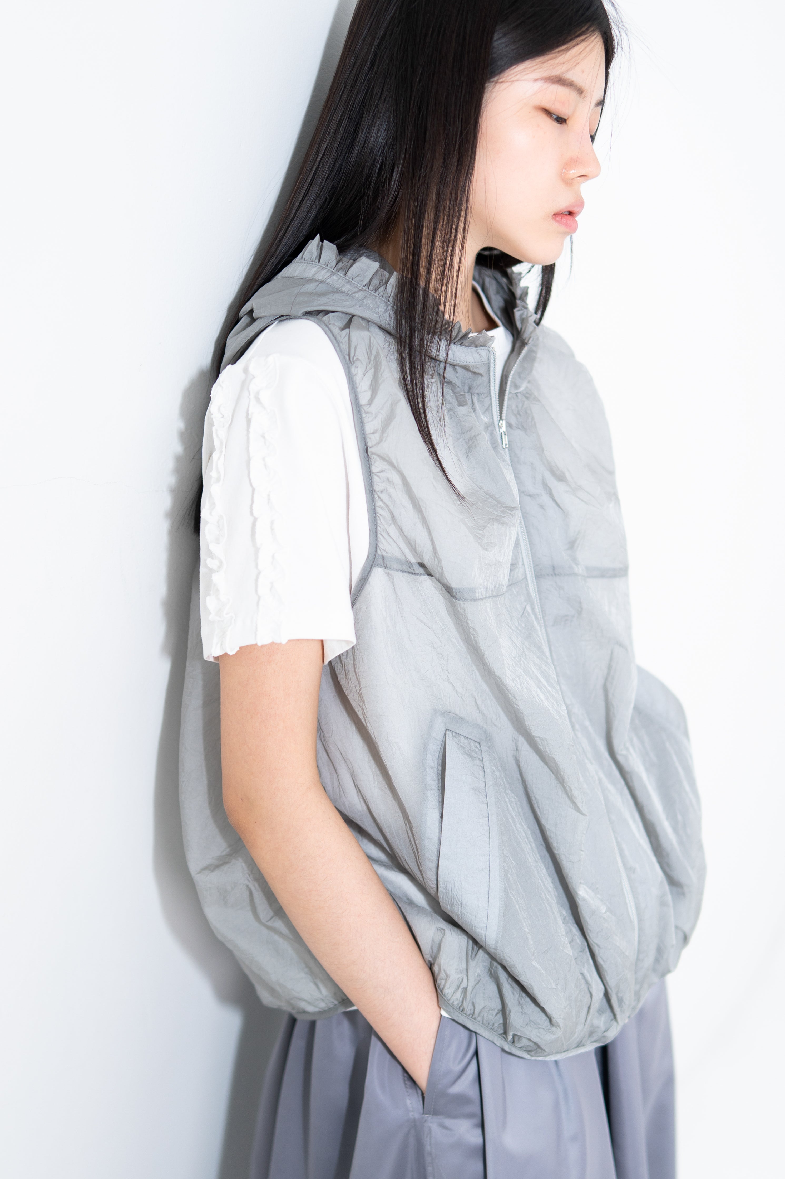 sheer hooded vest