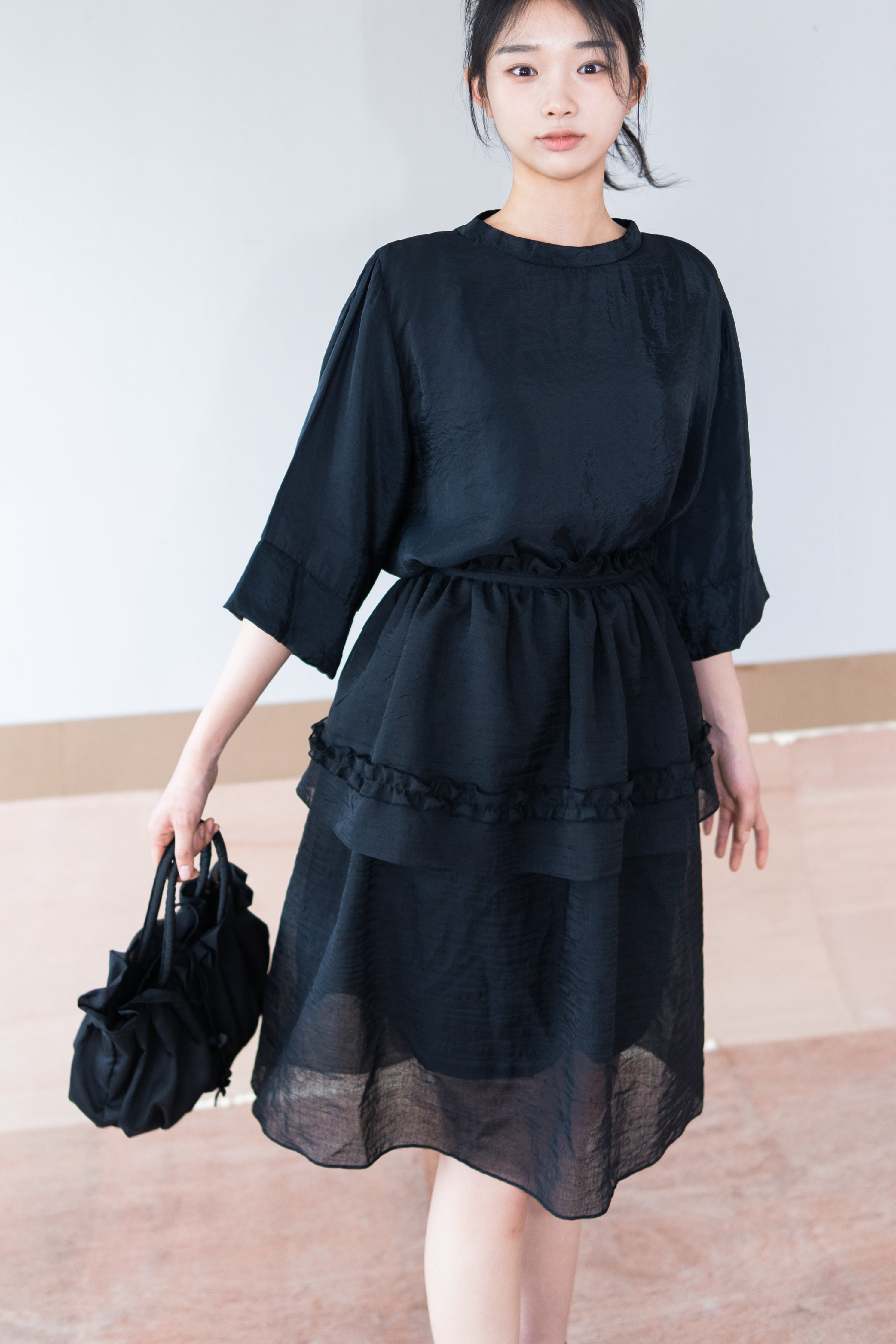 shine half neck blouse